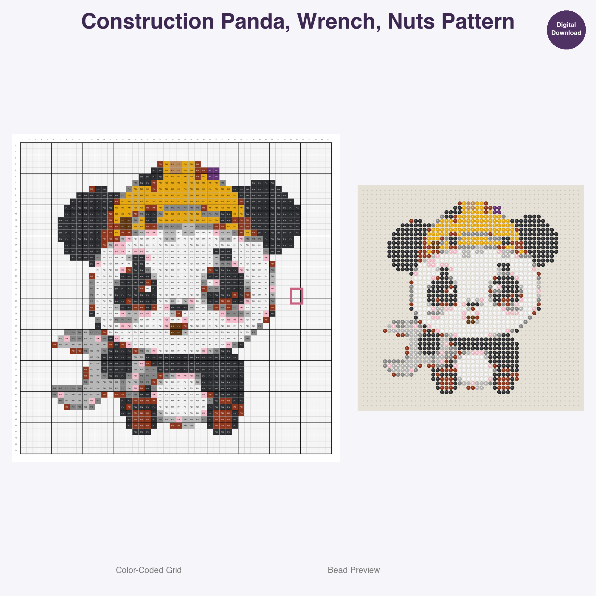 Pawsome Professions Perler Bead Patterns, 48 Designs x 3 Grid Sizes (29x29 + 50x50 + 128x128), Fuse Bead PDF Digital Download