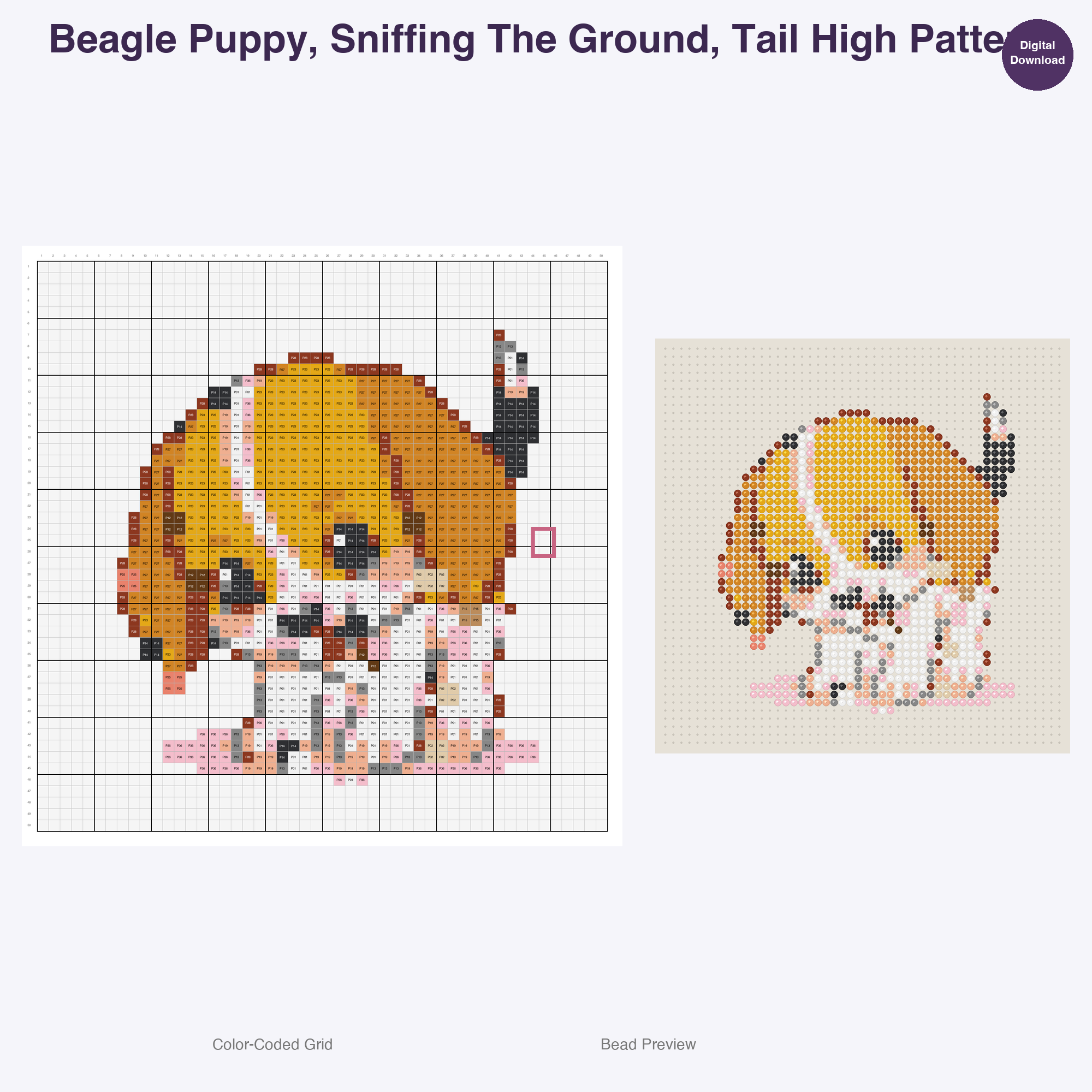 Pawsome Puppy Parade Perler Bead Patterns, 48 Designs x 3 Grid Sizes (29x29 + 50x50 + 128x128), Fuse Bead PDF Digital Download