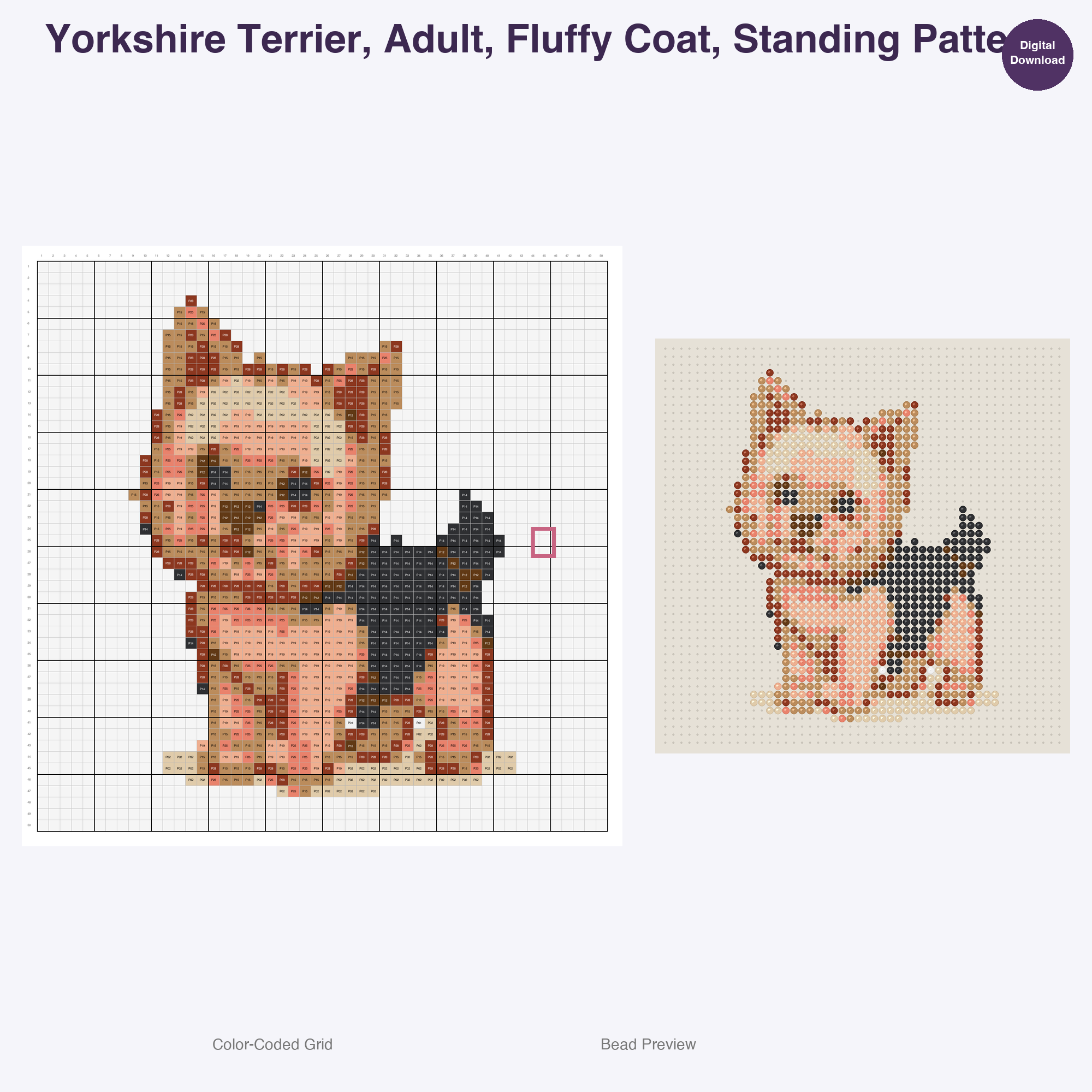 Pawsome Puppy Parade Perler Bead Patterns, 48 Designs x 3 Grid Sizes (29x29 + 50x50 + 128x128), Fuse Bead PDF Digital Download