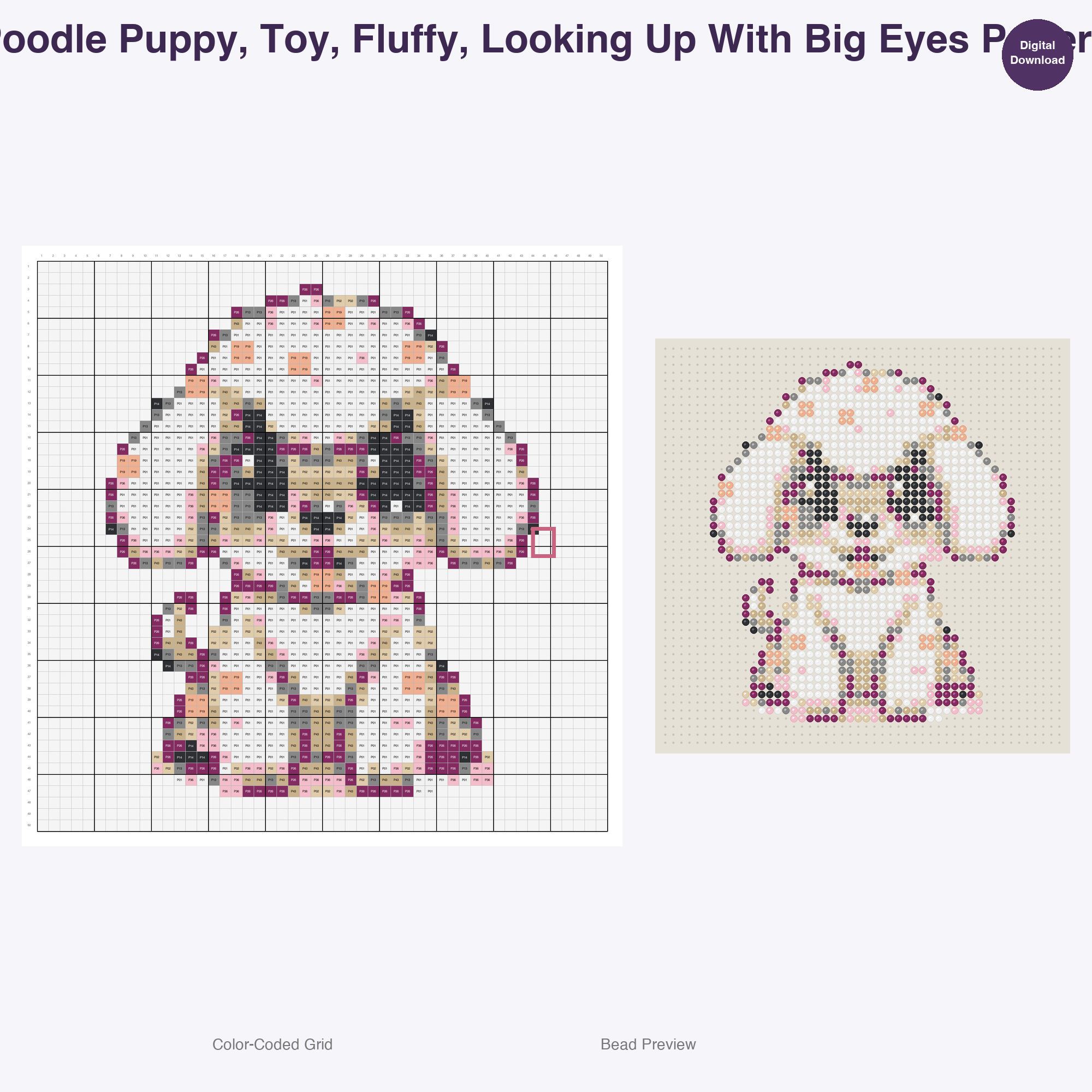 Pawsome Puppy Parade Perler Bead Patterns, 48 Designs x 3 Grid Sizes (29x29 + 50x50 + 128x128), Fuse Bead PDF Digital Download