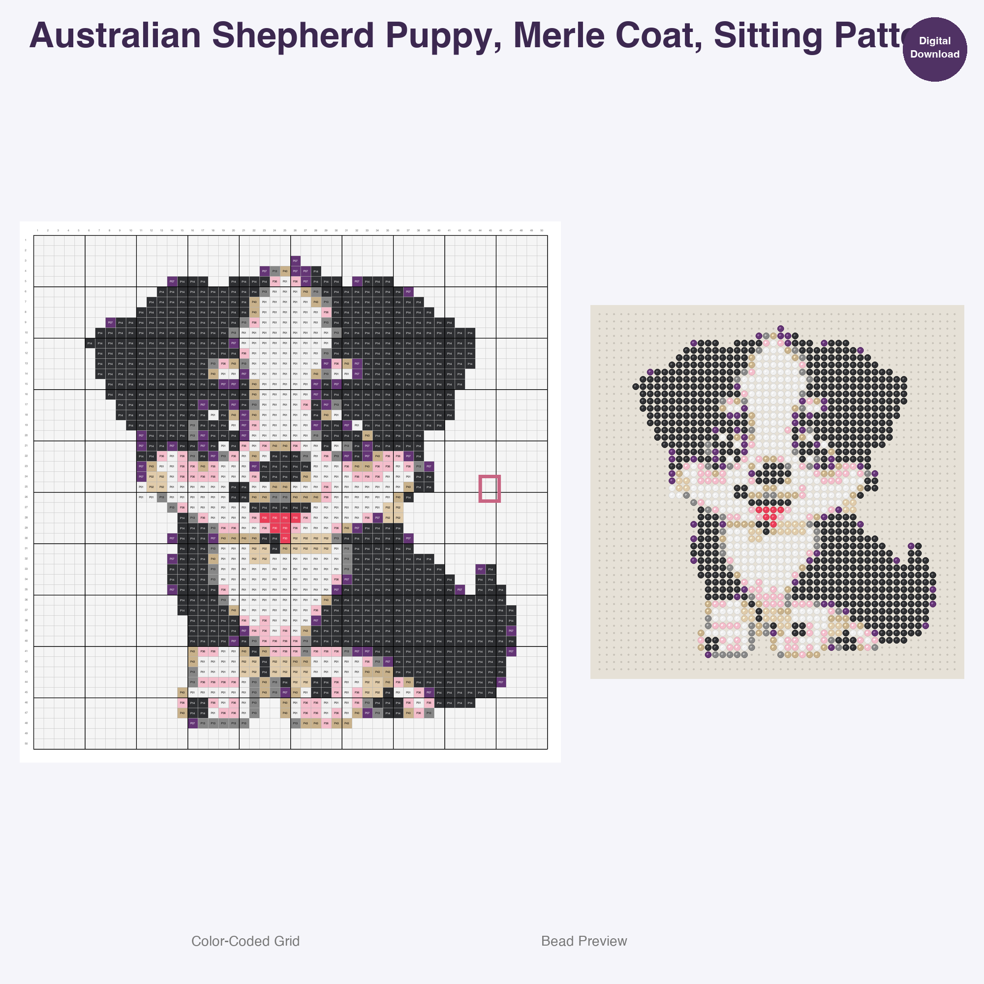 Pawsome Puppy Parade Perler Bead Patterns, 48 Designs x 3 Grid Sizes (29x29 + 50x50 + 128x128), Fuse Bead PDF Digital Download