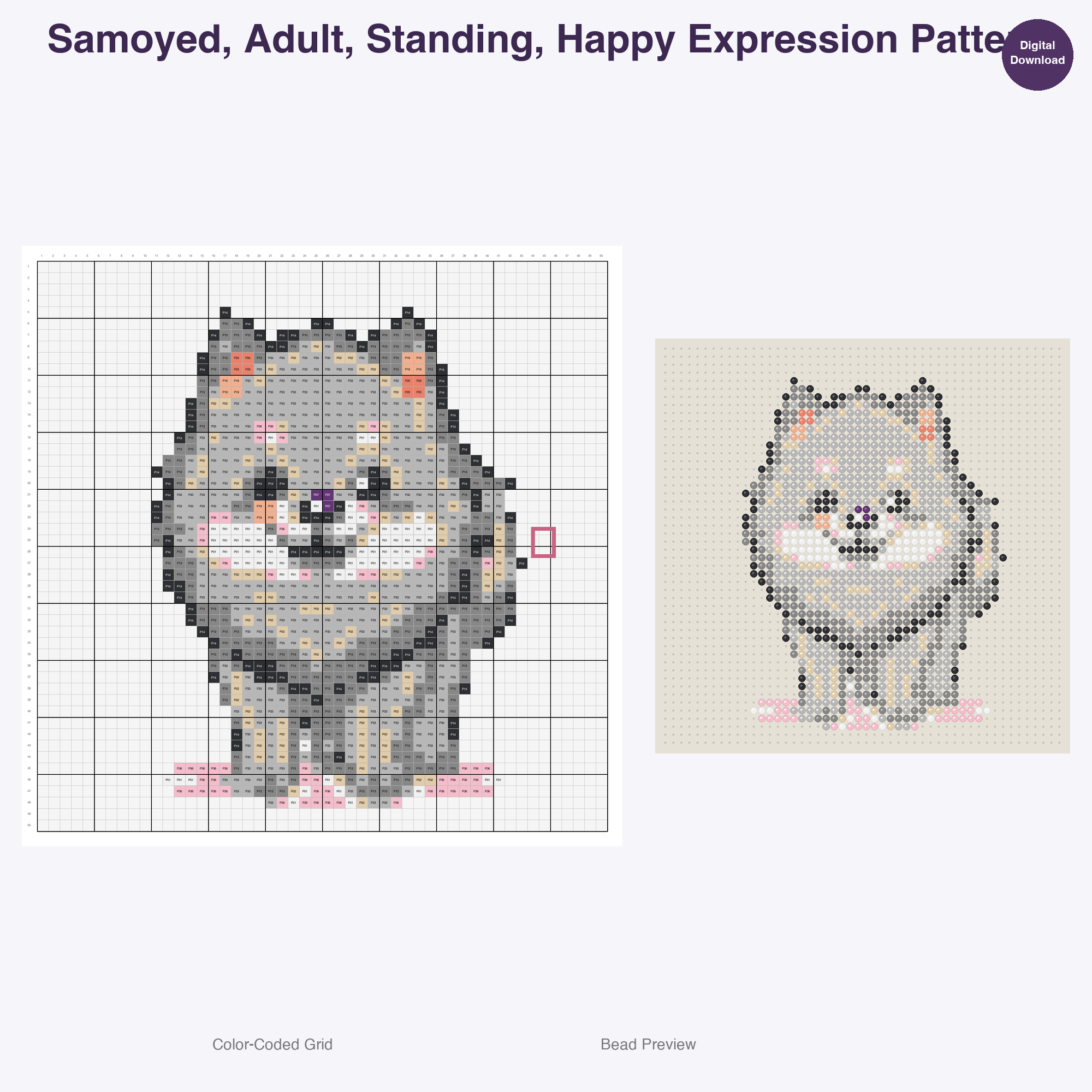 Pawsome Puppy Parade Perler Bead Patterns, 48 Designs x 3 Grid Sizes (29x29 + 50x50 + 128x128), Fuse Bead PDF Digital Download