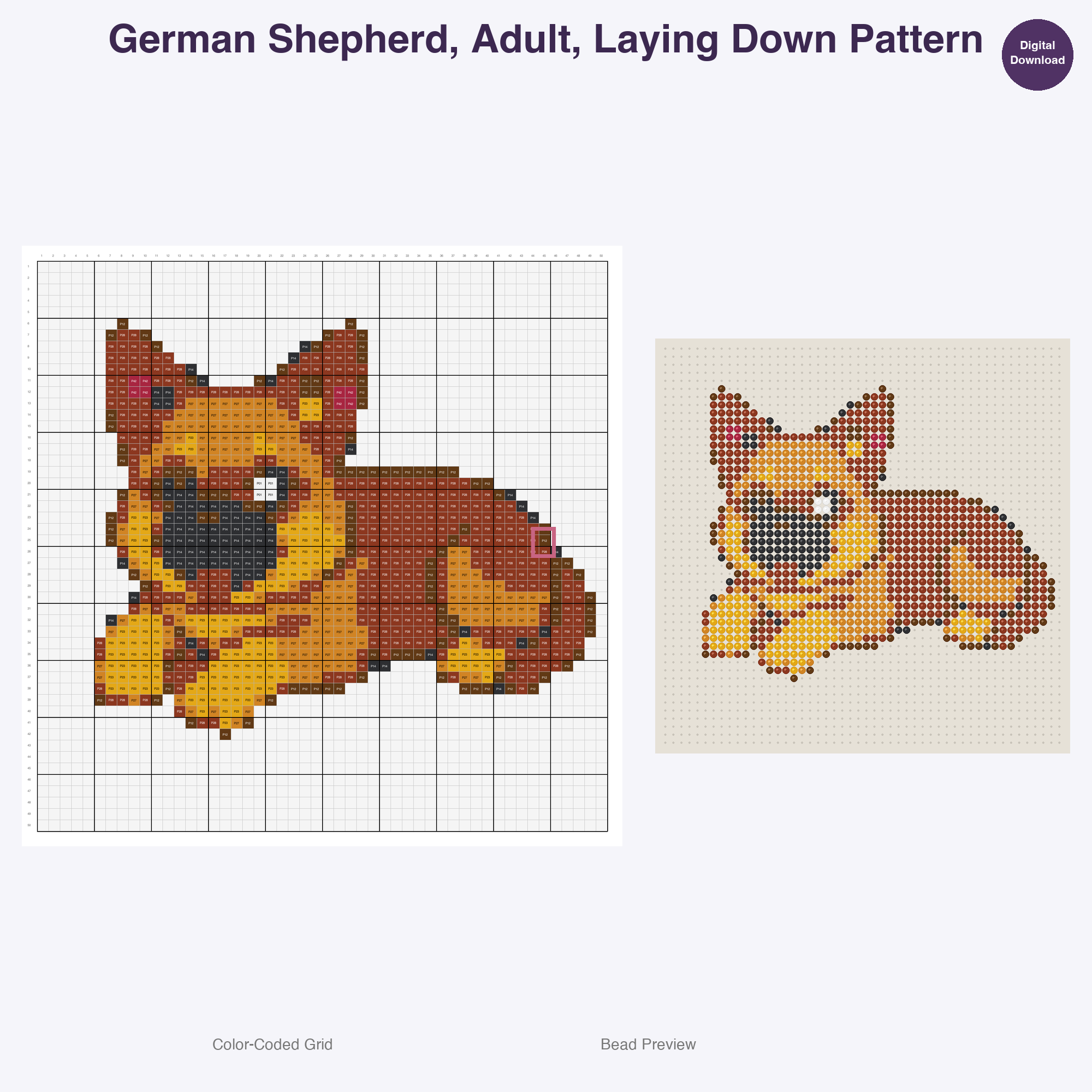 Pedigree Pup Pals Perler Bead Patterns, 48 Designs x 3 Grid Sizes (29x29 + 50x50 + 128x128), Fuse Bead PDF Digital Download