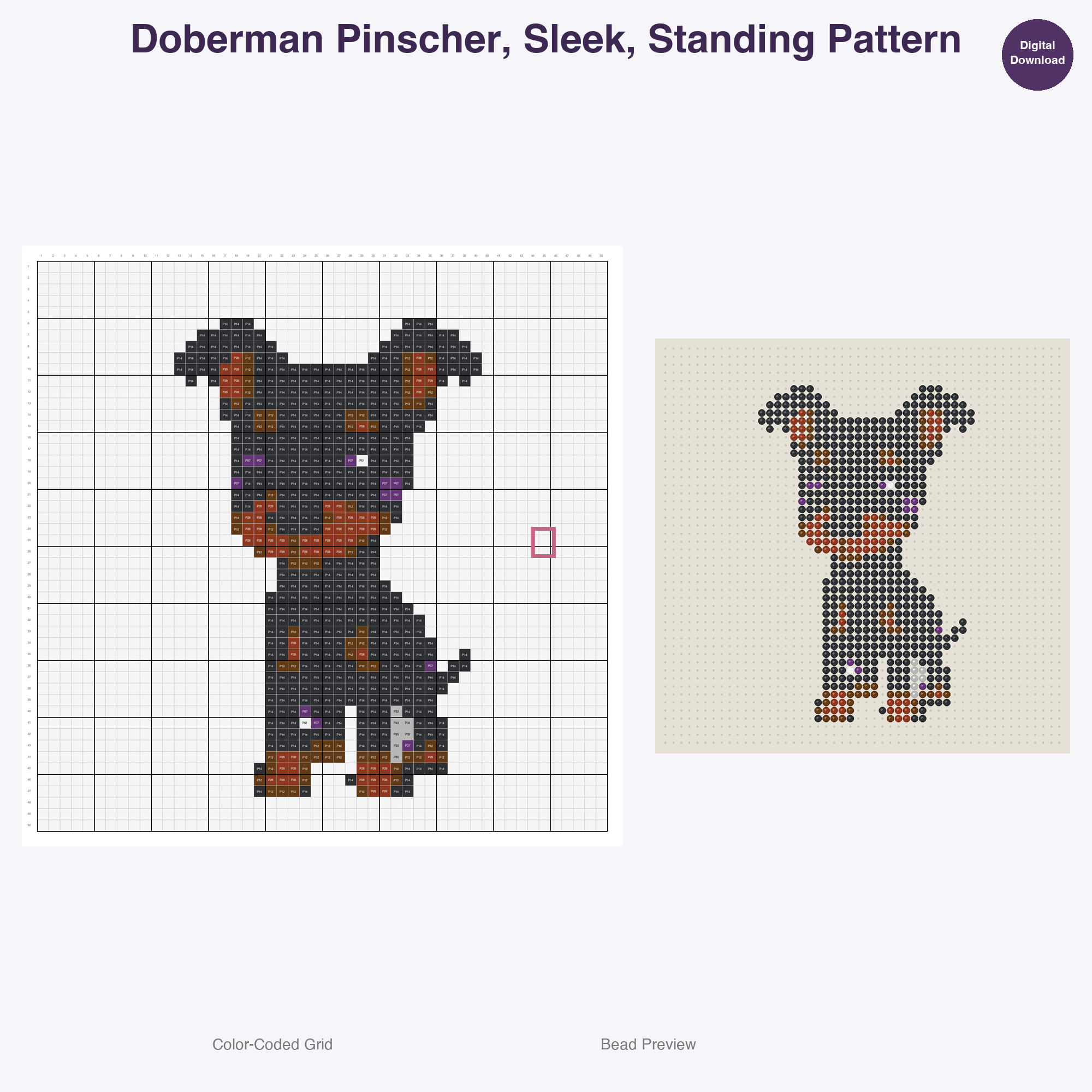 Pedigree Pup Pals Perler Bead Patterns, 48 Designs x 3 Grid Sizes (29x29 + 50x50 + 128x128), Fuse Bead PDF Digital Download