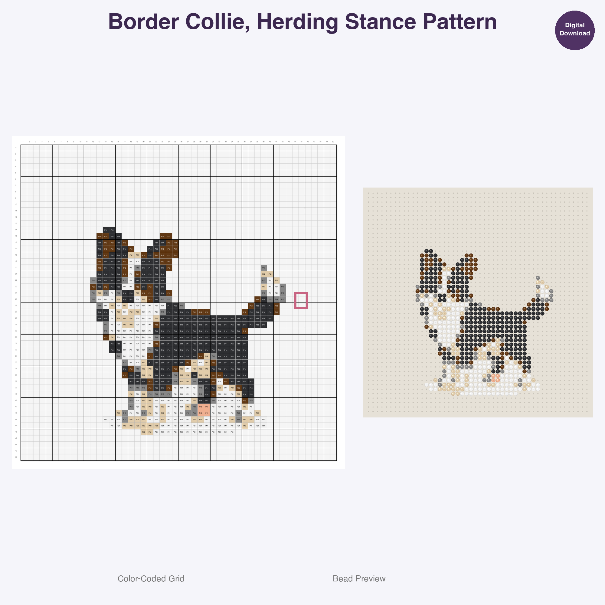 Pedigree Pup Pals Perler Bead Patterns, 48 Designs x 3 Grid Sizes (29x29 + 50x50 + 128x128), Fuse Bead PDF Digital Download