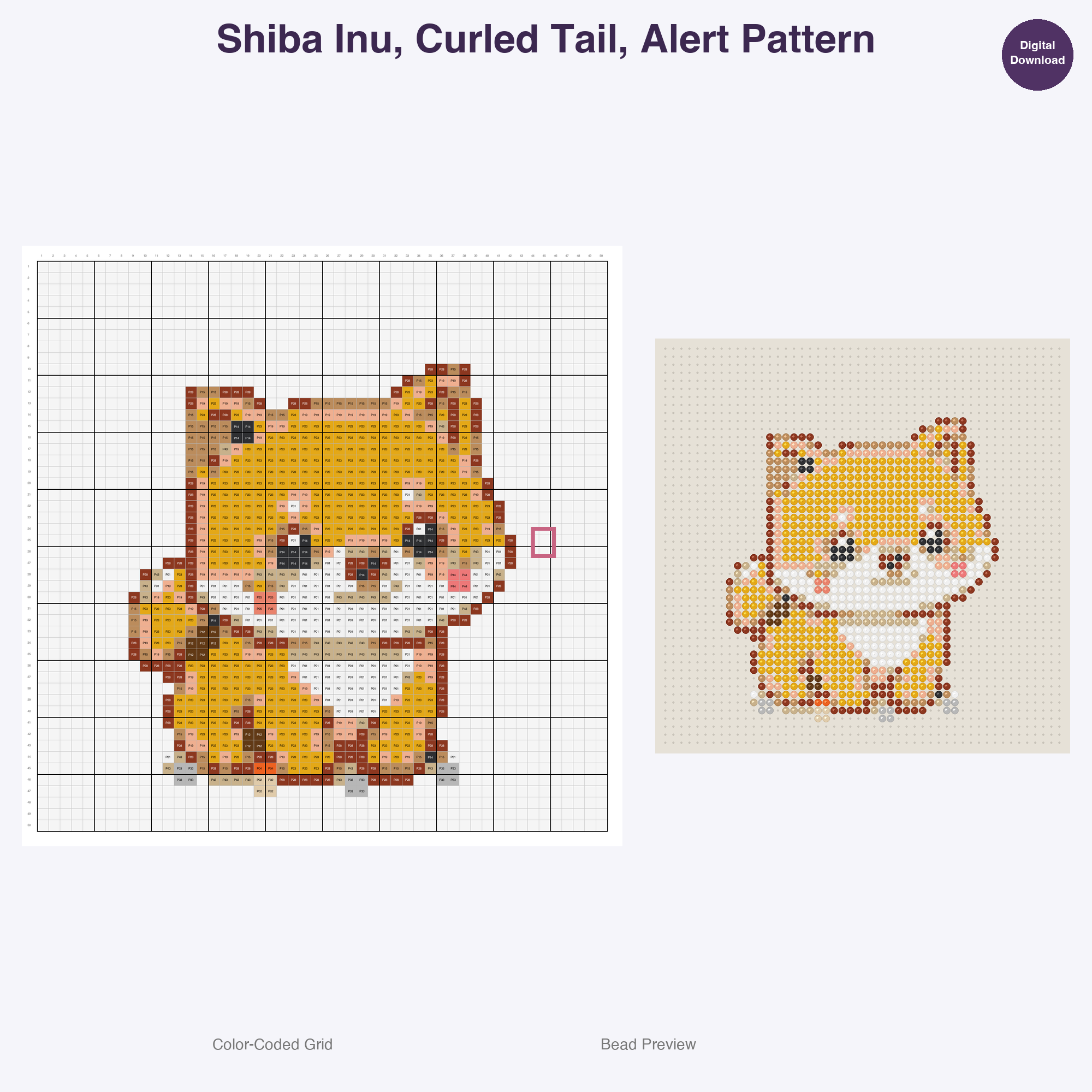 Pedigree Pup Pals Perler Bead Patterns, 48 Designs x 3 Grid Sizes (29x29 + 50x50 + 128x128), Fuse Bead PDF Digital Download