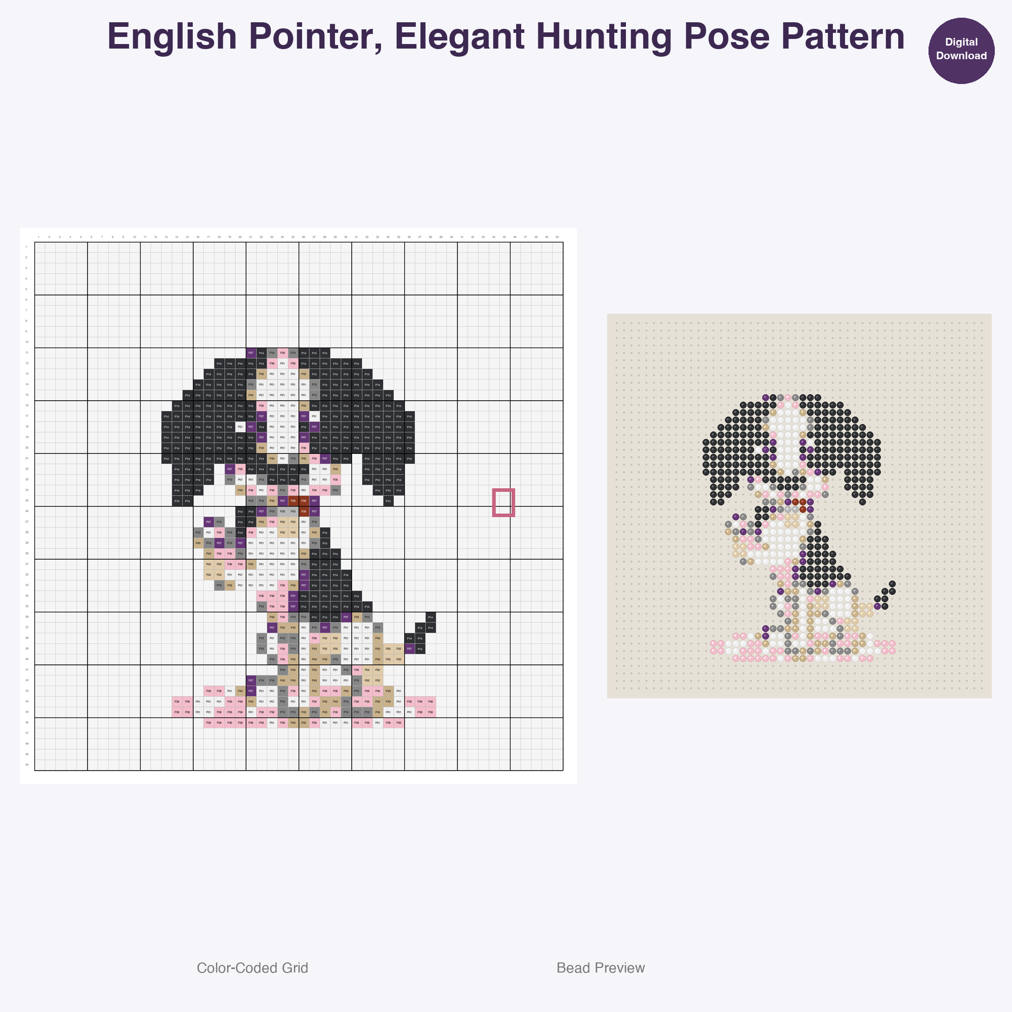 Pedigree Pup Pals Perler Bead Patterns, 48 Designs x 3 Grid Sizes (29x29 + 50x50 + 128x128), Fuse Bead PDF Digital Download
