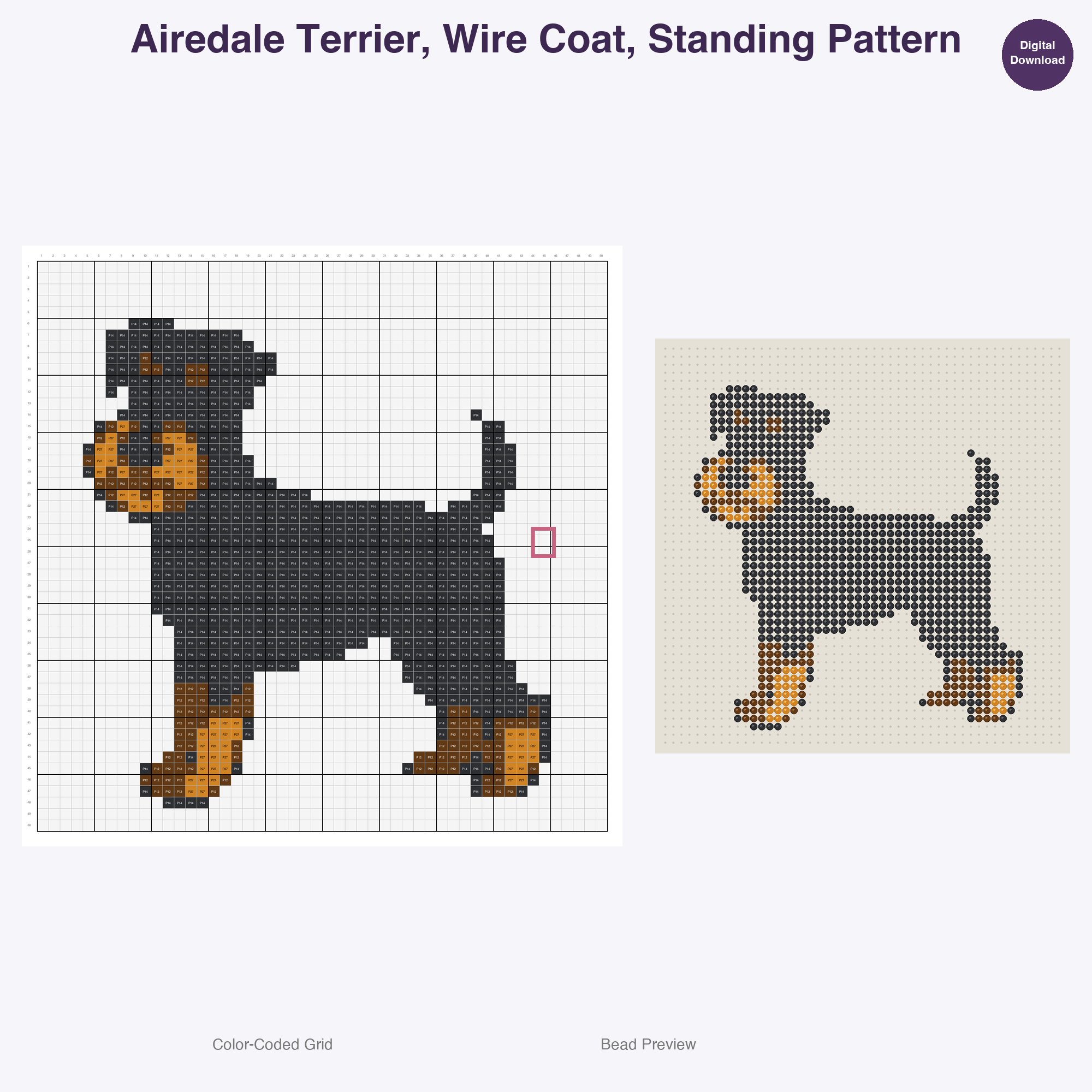 Pedigree Pup Pals Perler Bead Patterns, 48 Designs x 3 Grid Sizes (29x29 + 50x50 + 128x128), Fuse Bead PDF Digital Download