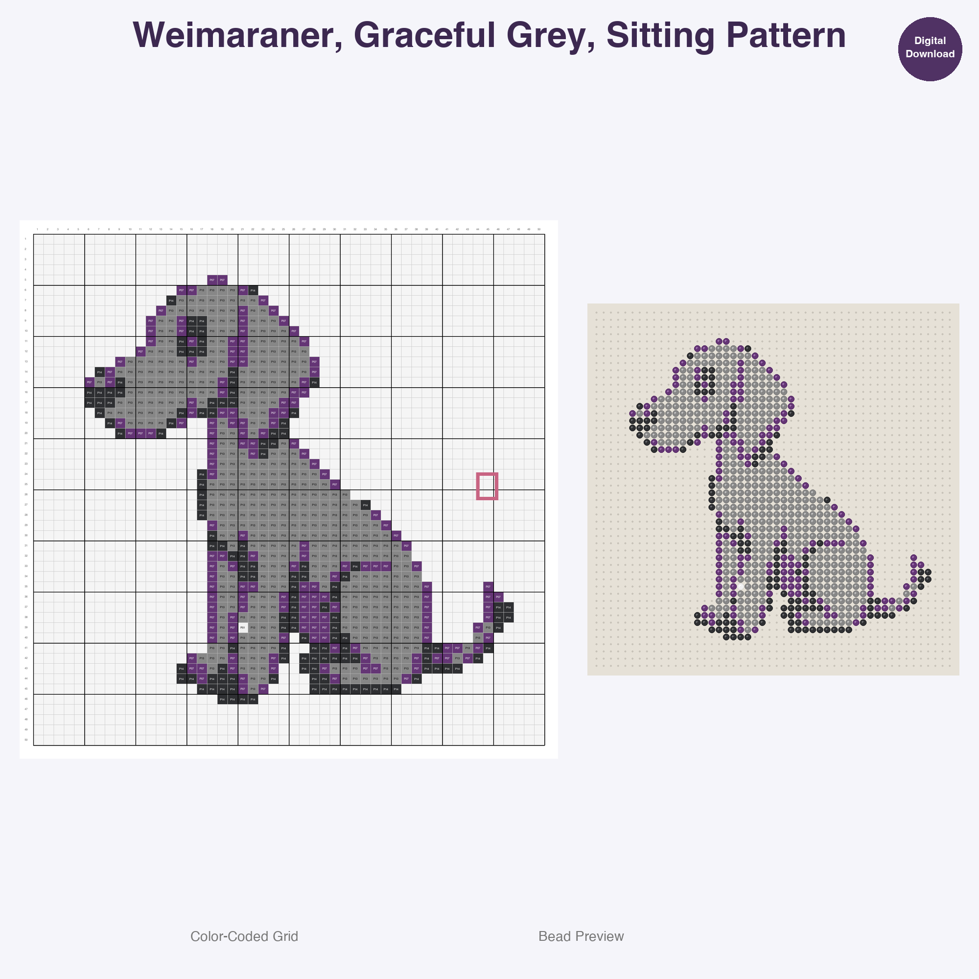 Pedigree Pup Pals Perler Bead Patterns, 48 Designs x 3 Grid Sizes (29x29 + 50x50 + 128x128), Fuse Bead PDF Digital Download