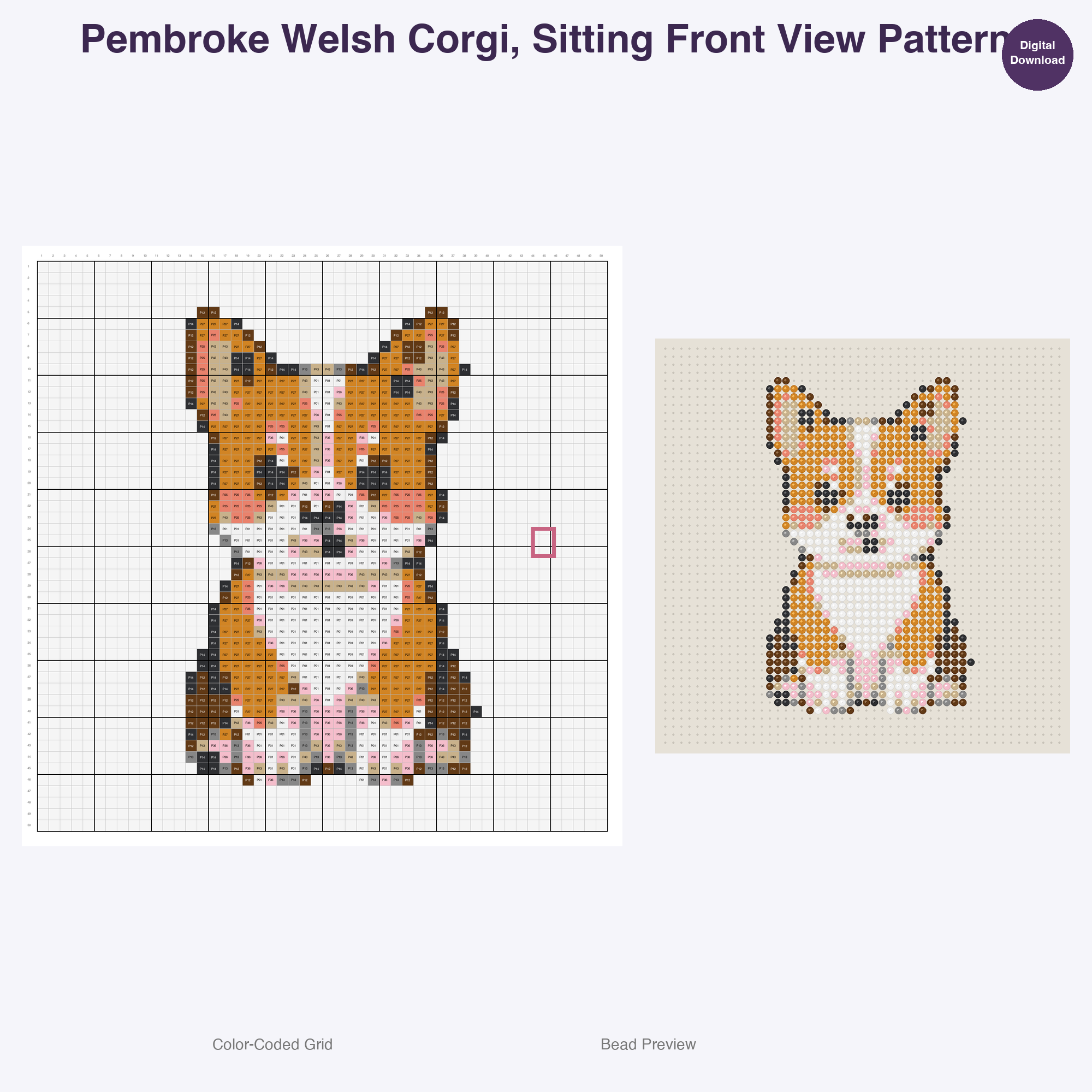 Pedigree Pup Pals Perler Bead Patterns, 48 Designs x 3 Grid Sizes (29x29 + 50x50 + 128x128), Fuse Bead PDF Digital Download