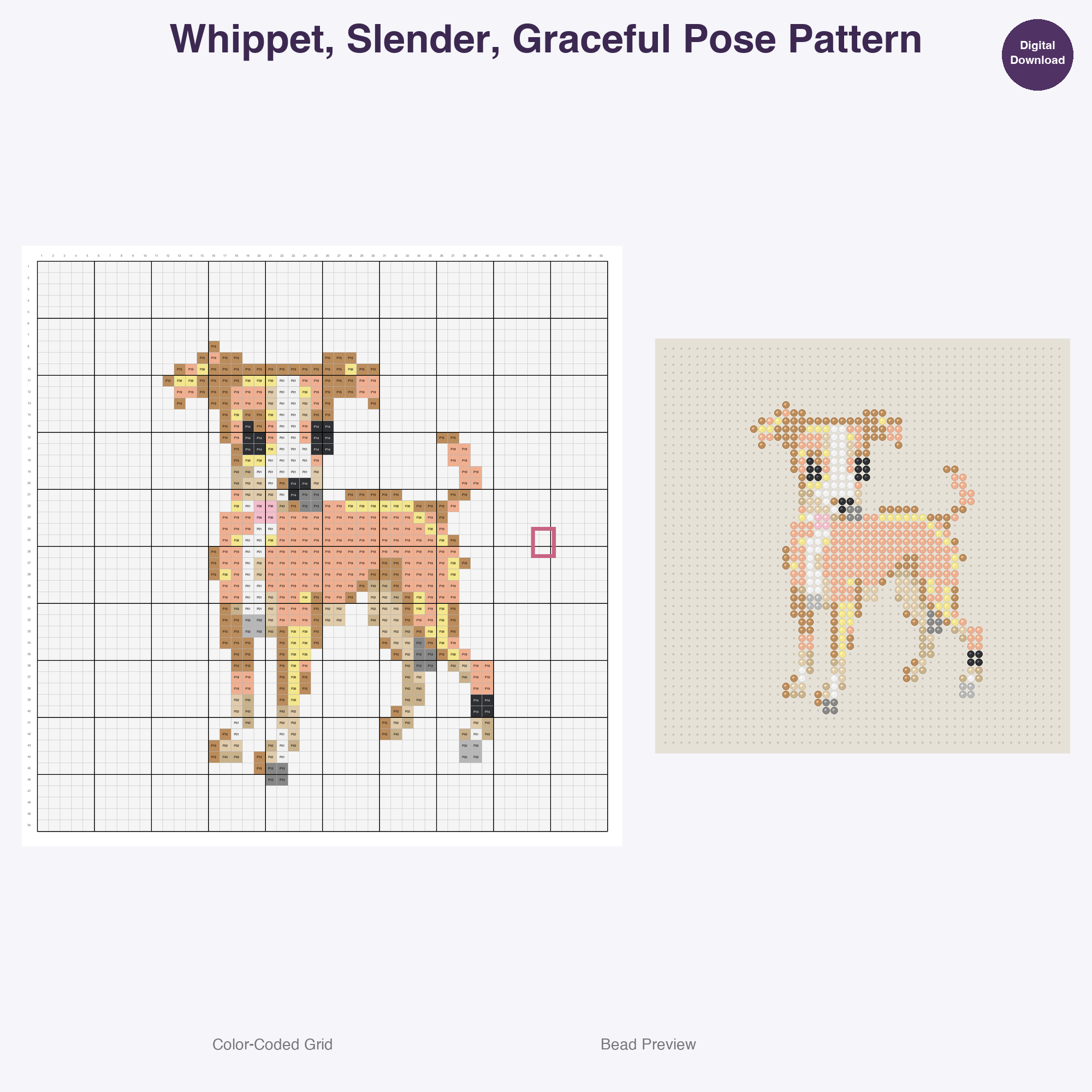 Pedigree Pup Pals Perler Bead Patterns, 48 Designs x 3 Grid Sizes (29x29 + 50x50 + 128x128), Fuse Bead PDF Digital Download