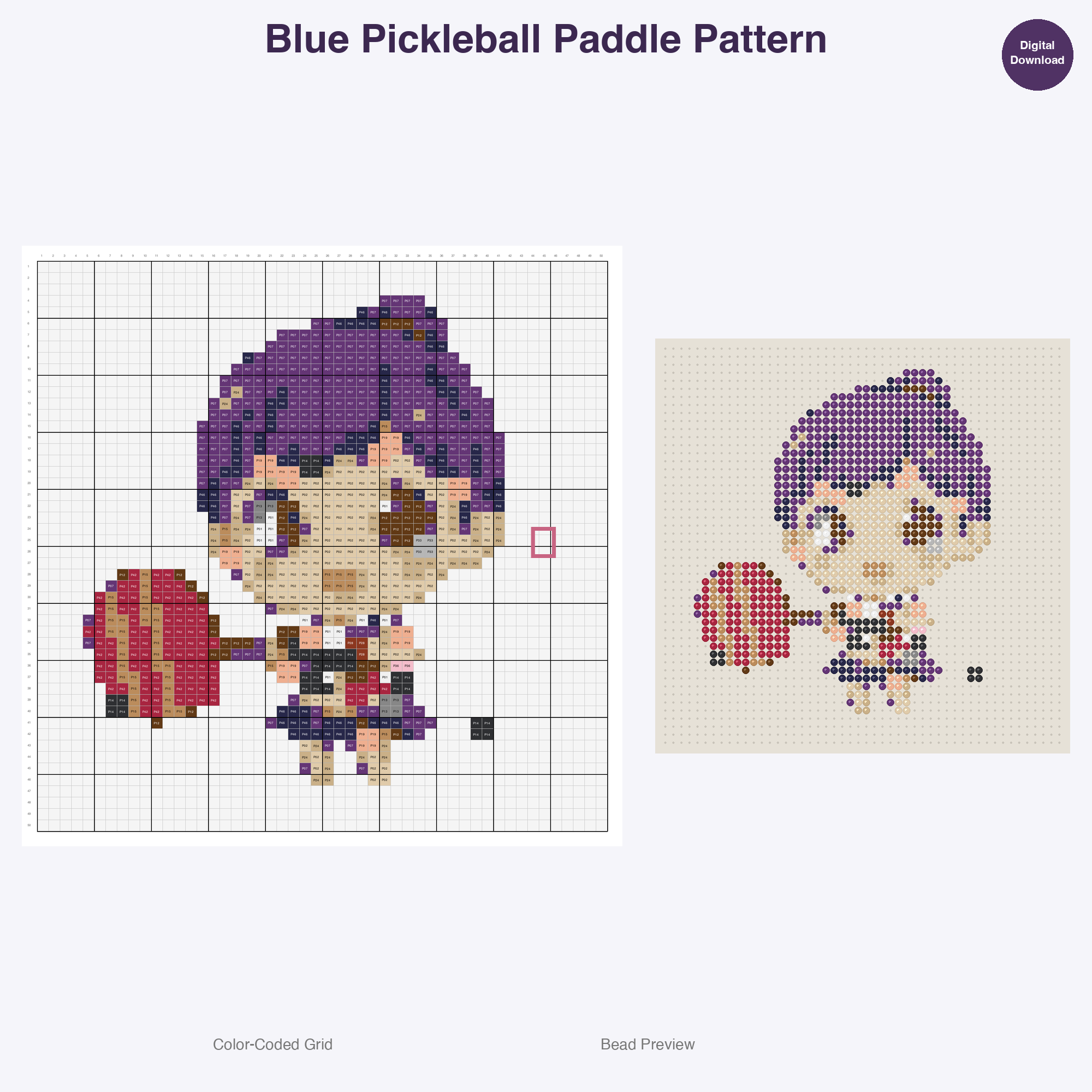 Cute Pickleball Fun Perler Bead Patterns Bundle, 48 Designs (PDF Digital Download)