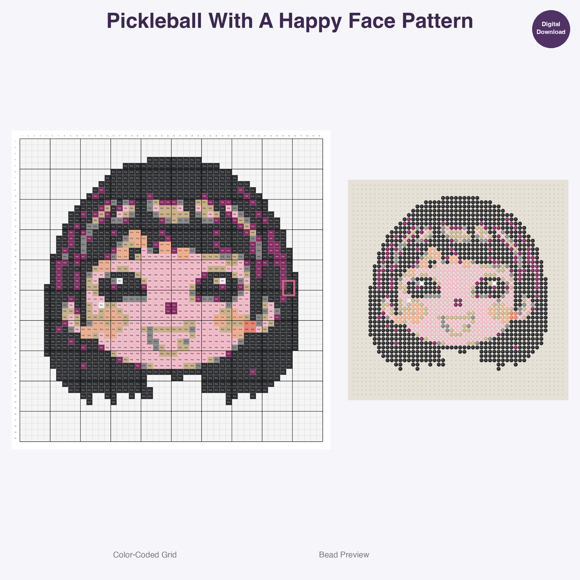 Cute Pickleball Fun Perler Bead Patterns Bundle, 48 Designs (PDF Digital Download)