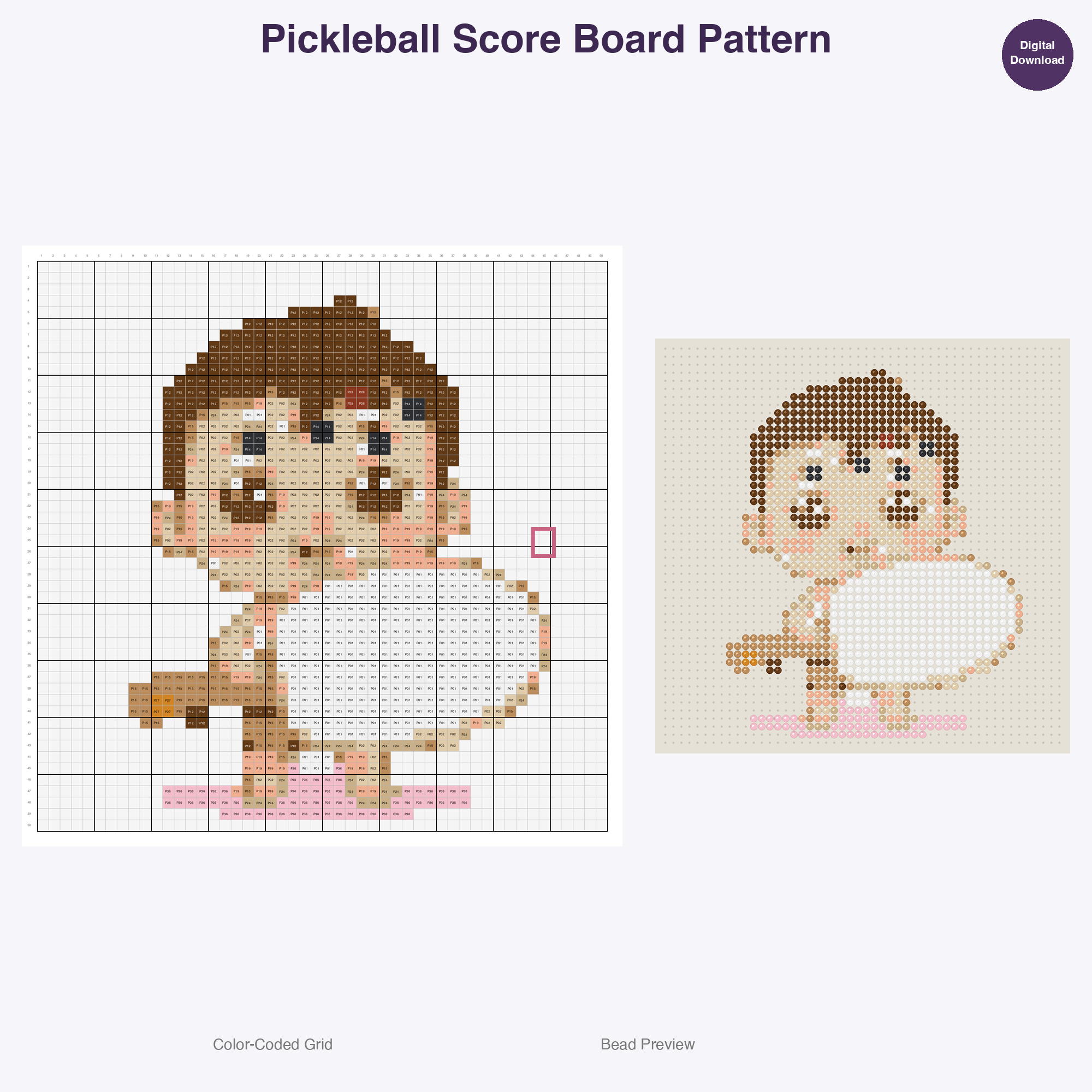 Cute Pickleball Fun Perler Bead Patterns Bundle, 48 Designs (PDF Digital Download)