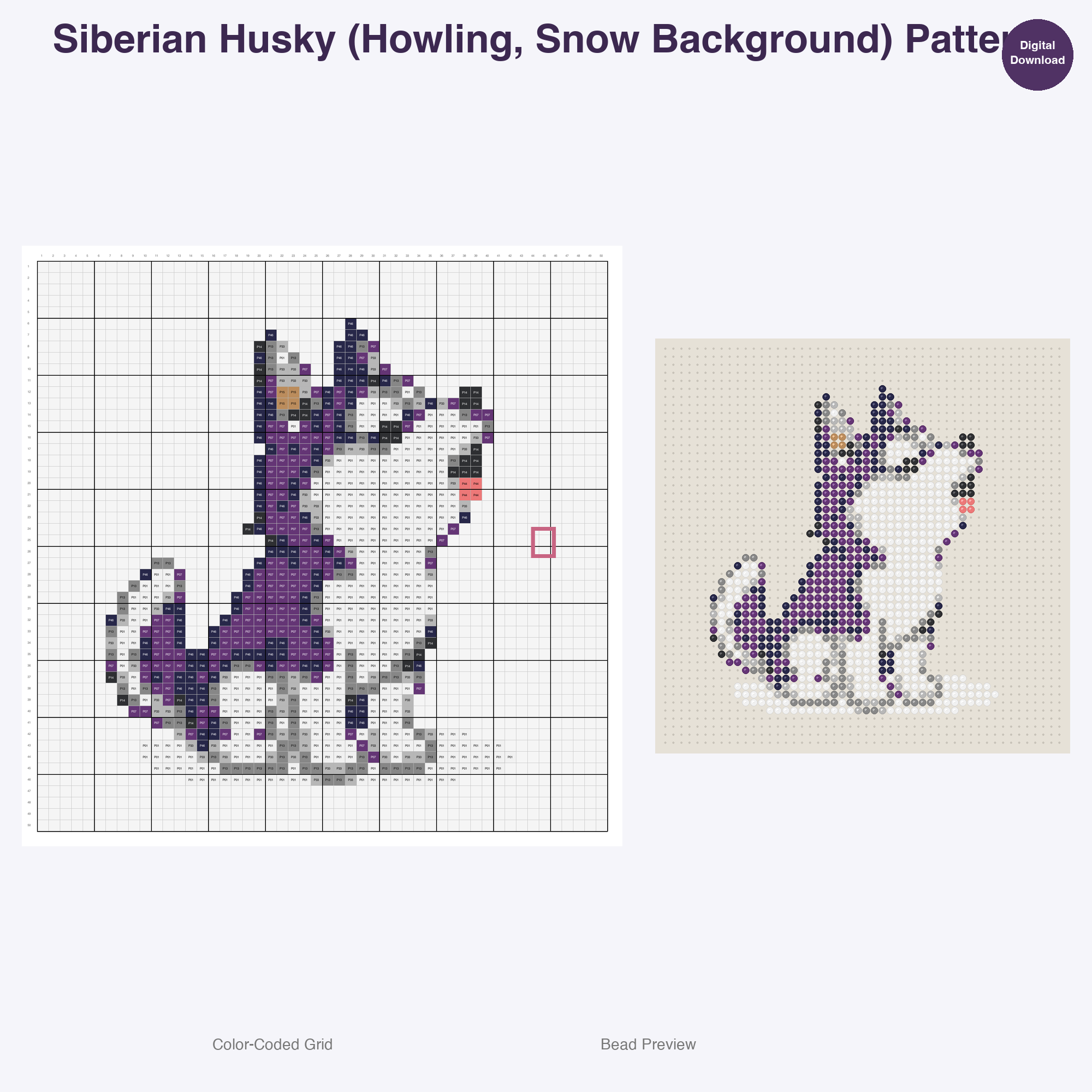 Pixel Pup Portraits Perler Bead Patterns, 48 Designs x 3 Grid Sizes (29x29 + 50x50 + 128x128), Fuse Bead PDF Digital Download