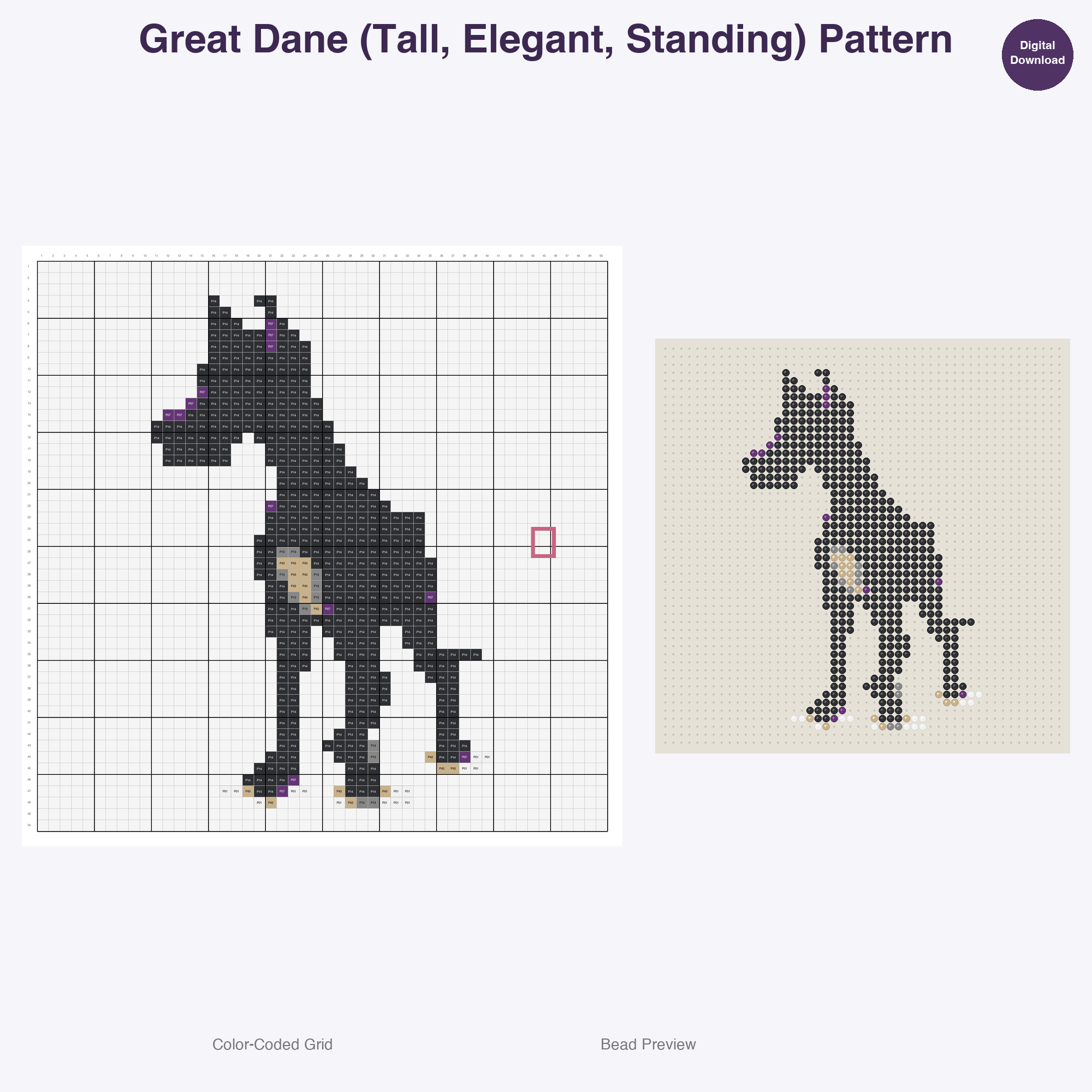 Pixel Pup Portraits Perler Bead Patterns, 48 Designs x 3 Grid Sizes (29x29 + 50x50 + 128x128), Fuse Bead PDF Digital Download