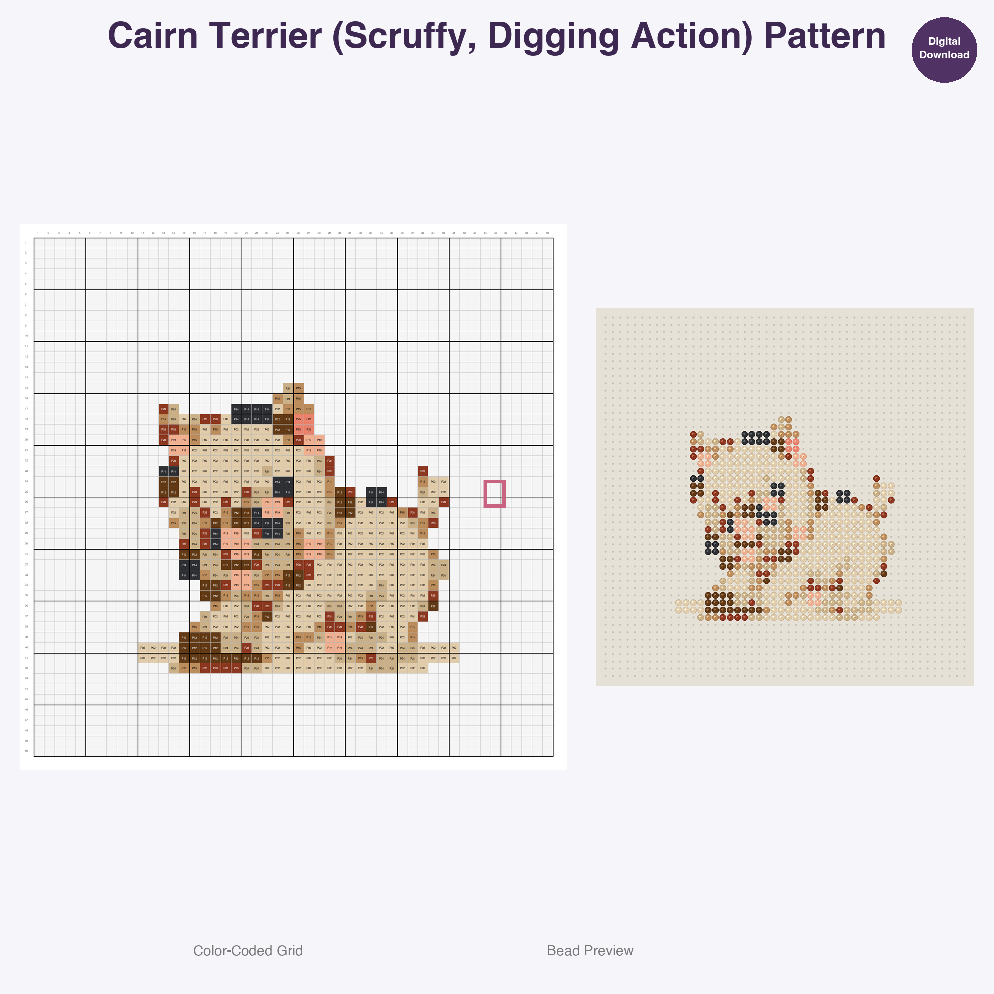 Pixel Pup Portraits Perler Bead Patterns, 48 Designs x 3 Grid Sizes (29x29 + 50x50 + 128x128), Fuse Bead PDF Digital Download