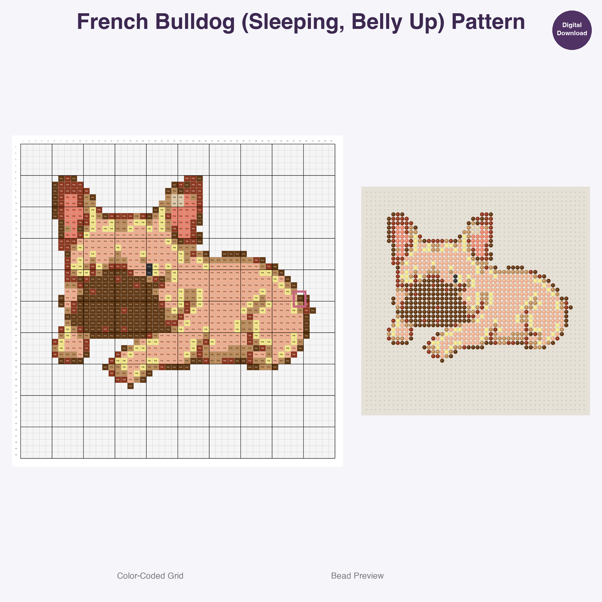 Pixel Pup Portraits Perler Bead Patterns, 48 Designs x 3 Grid Sizes (29x29 + 50x50 + 128x128), Fuse Bead PDF Digital Download