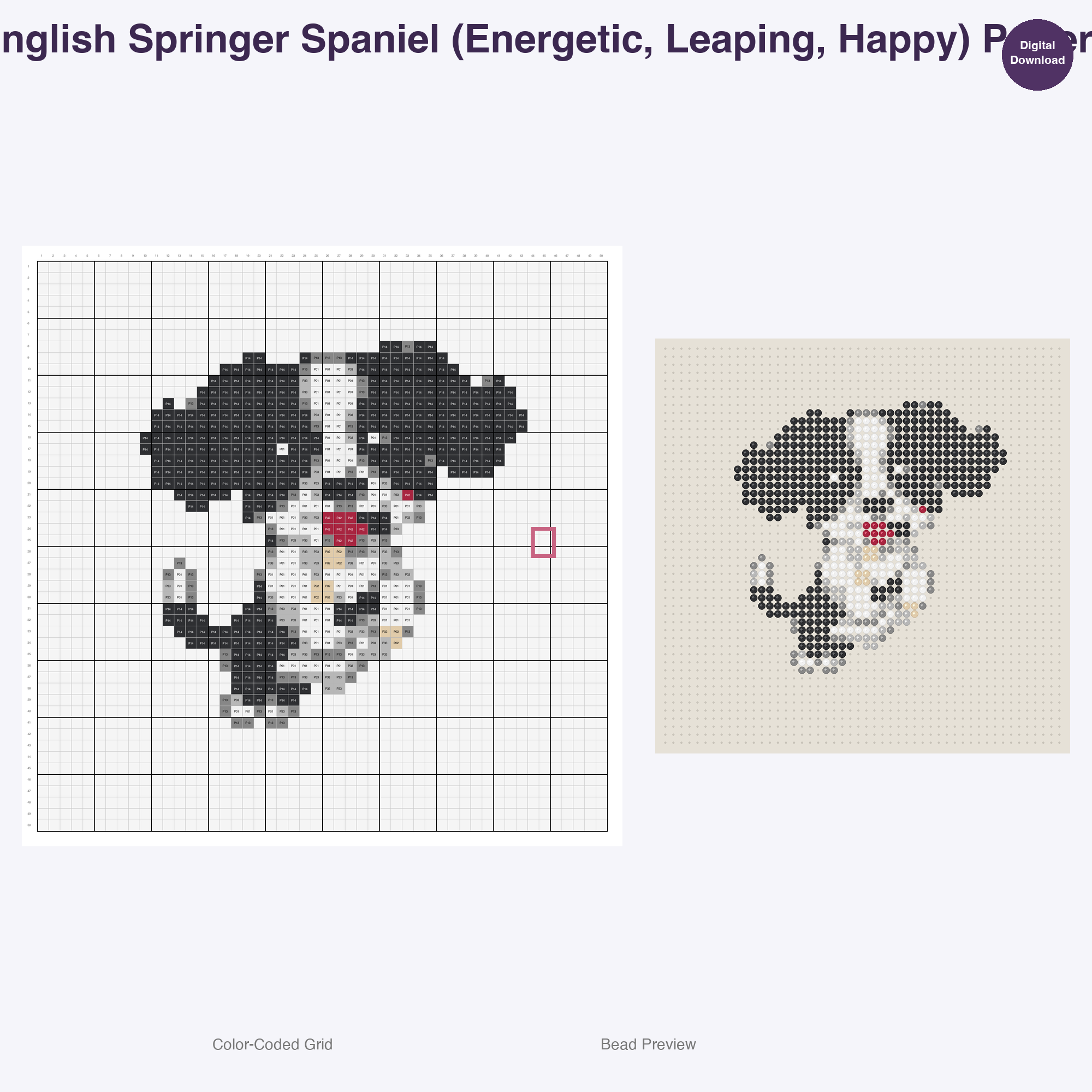 Pixel Pup Portraits Perler Bead Patterns, 48 Designs x 3 Grid Sizes (29x29 + 50x50 + 128x128), Fuse Bead PDF Digital Download