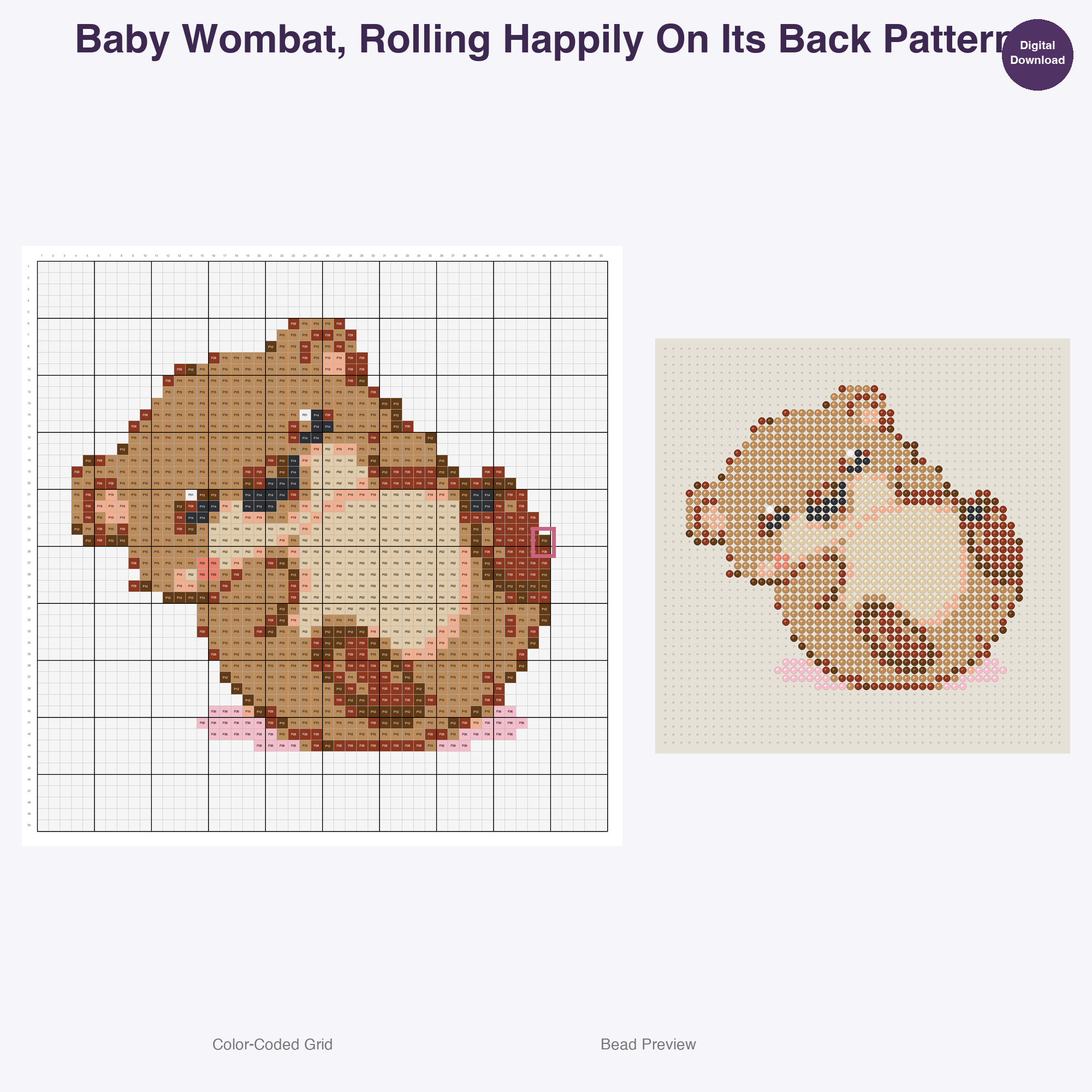 Playful Bushland Babies Perler Bead Patterns, 48 Designs x 3 Grid Sizes (29x29 + 50x50 + 128x128), Fuse Bead PDF Digital Download