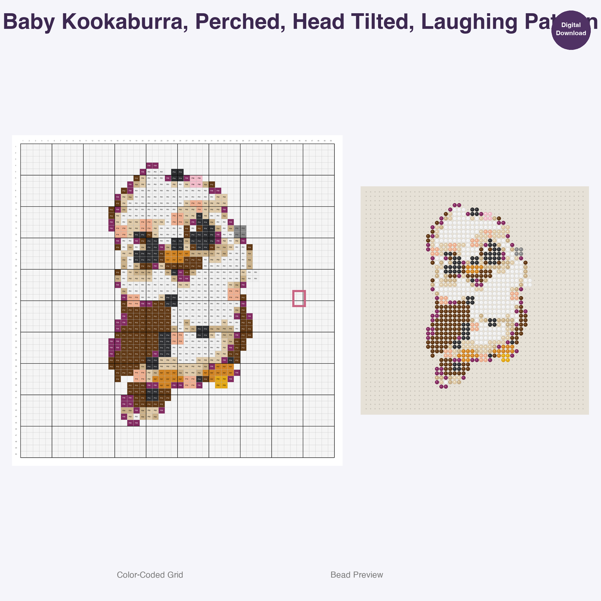 Playful Bushland Babies Perler Bead Patterns, 48 Designs x 3 Grid Sizes (29x29 + 50x50 + 128x128), Fuse Bead PDF Digital Download