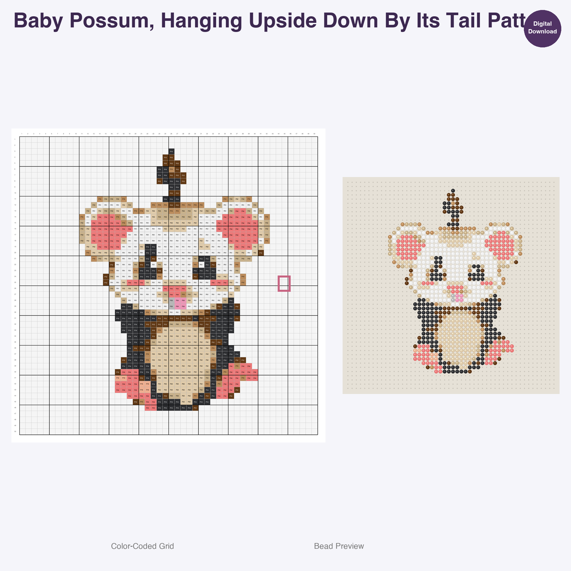 Playful Bushland Babies Perler Bead Patterns, 48 Designs x 3 Grid Sizes (29x29 + 50x50 + 128x128), Fuse Bead PDF Digital Download