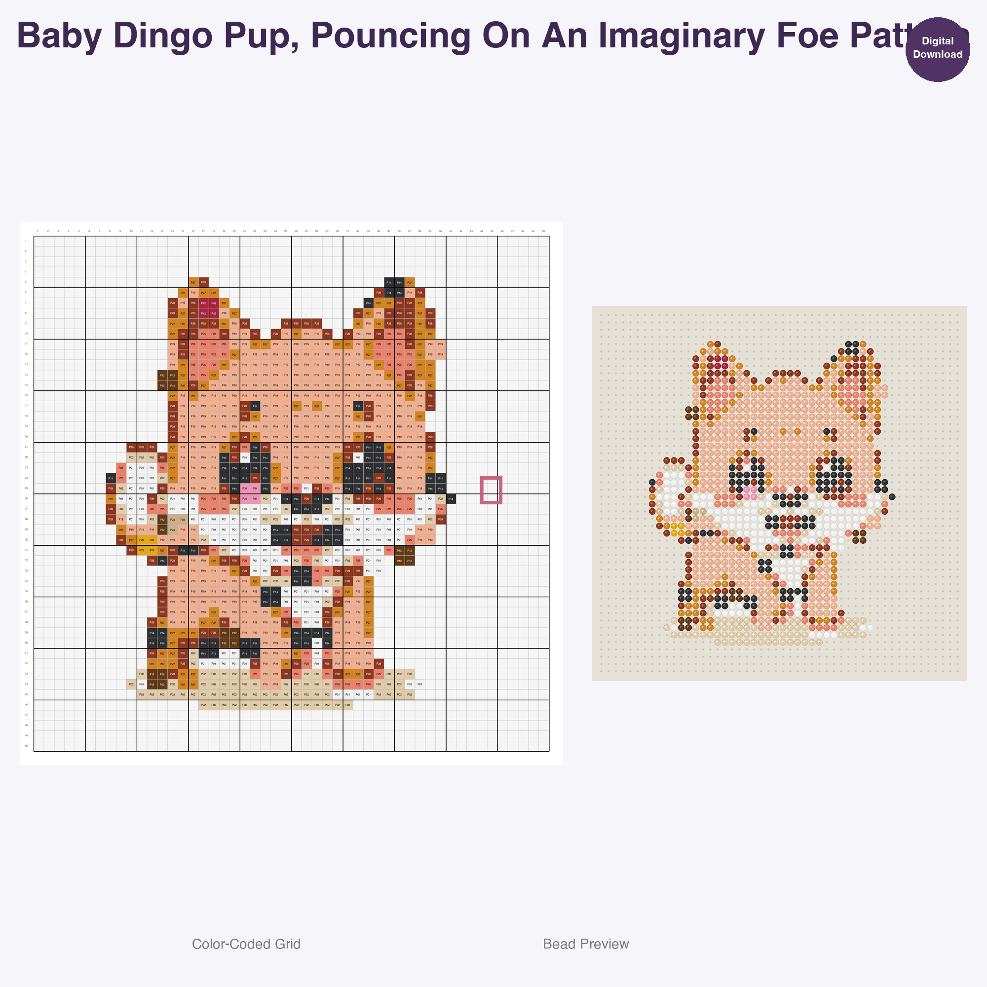 Playful Bushland Babies Perler Bead Patterns, 48 Designs x 3 Grid Sizes (29x29 + 50x50 + 128x128), Fuse Bead PDF Digital Download