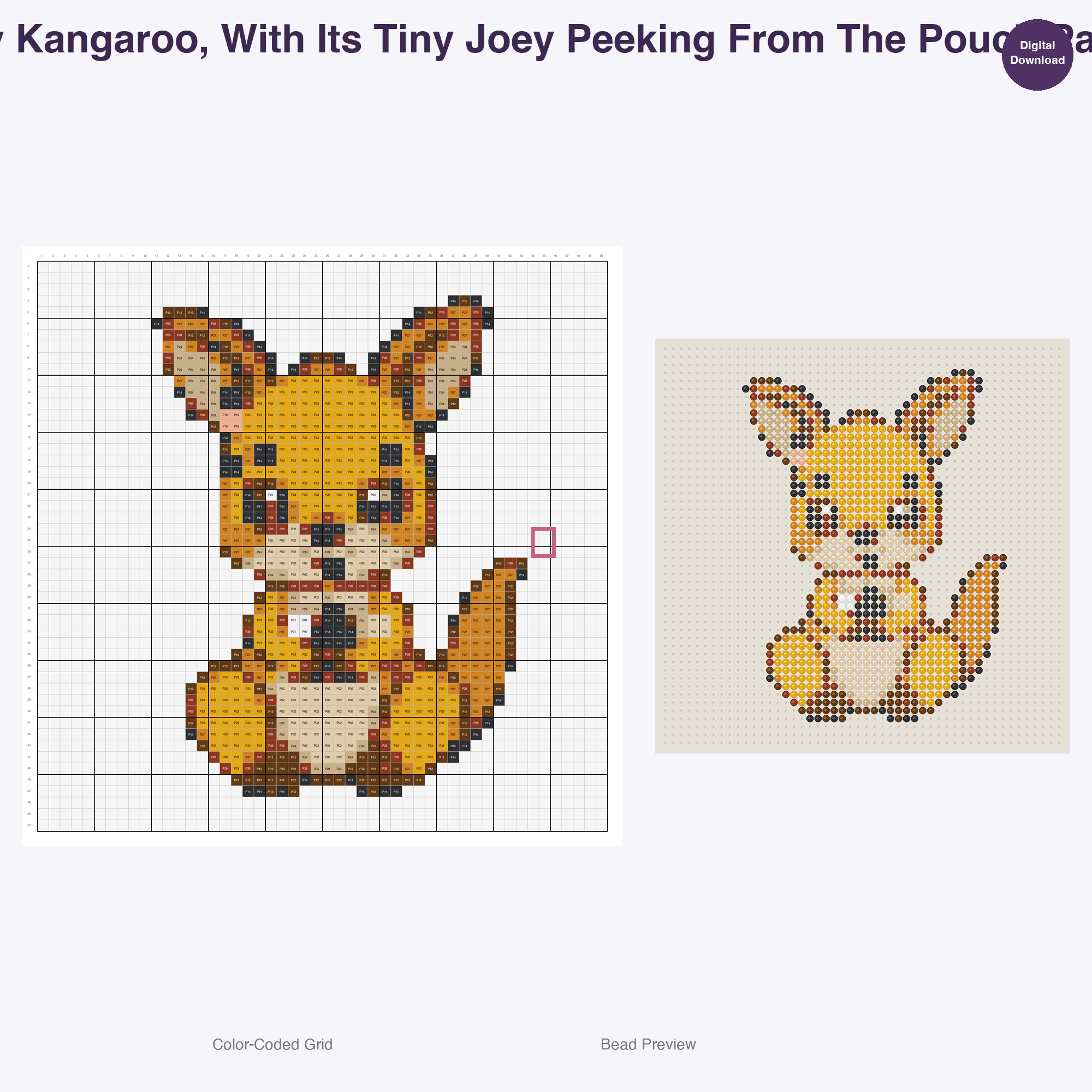 Playful Bushland Babies Perler Bead Patterns, 48 Designs x 3 Grid Sizes (29x29 + 50x50 + 128x128), Fuse Bead PDF Digital Download