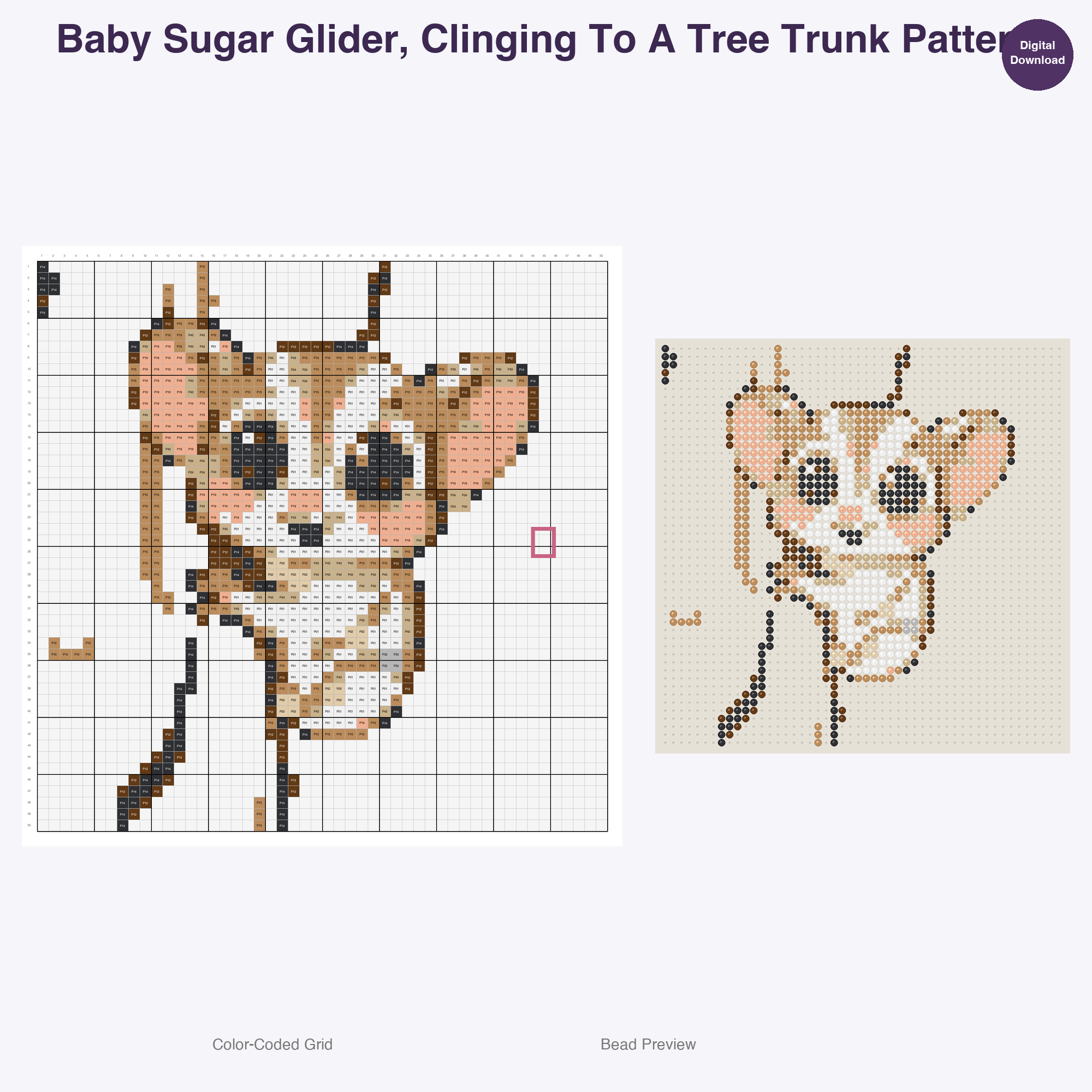 Playful Bushland Babies Perler Bead Patterns, 48 Designs x 3 Grid Sizes (29x29 + 50x50 + 128x128), Fuse Bead PDF Digital Download