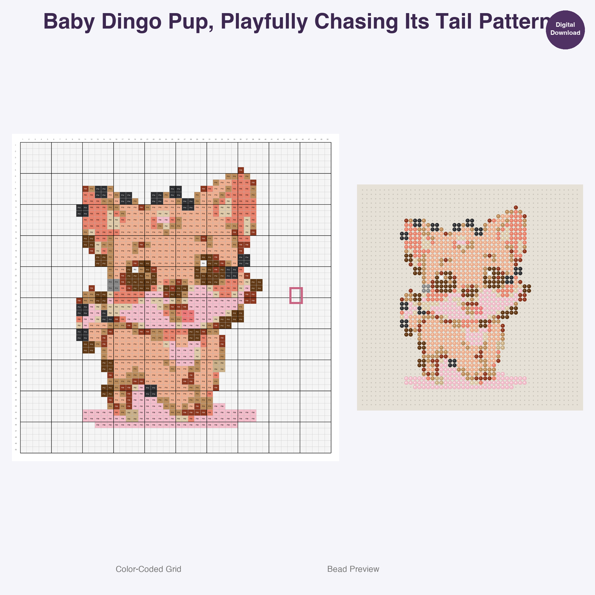 Playful Bushland Babies Perler Bead Patterns, 48 Designs x 3 Grid Sizes (29x29 + 50x50 + 128x128), Fuse Bead PDF Digital Download