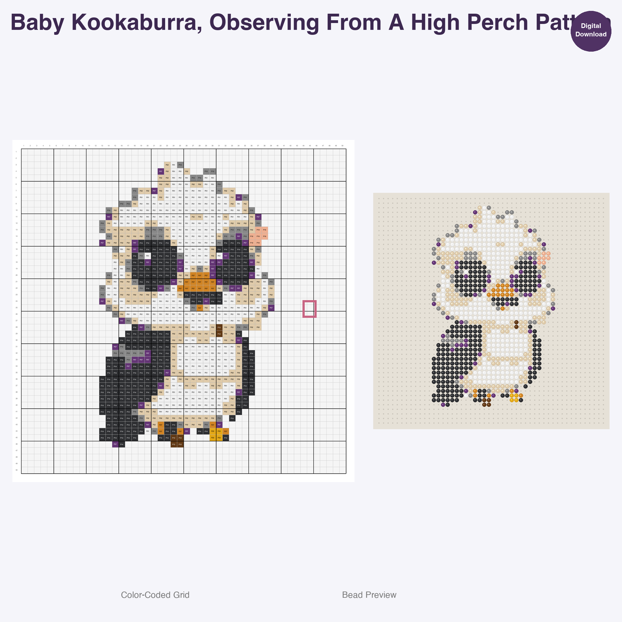 Playful Bushland Babies Perler Bead Patterns, 48 Designs x 3 Grid Sizes (29x29 + 50x50 + 128x128), Fuse Bead PDF Digital Download
