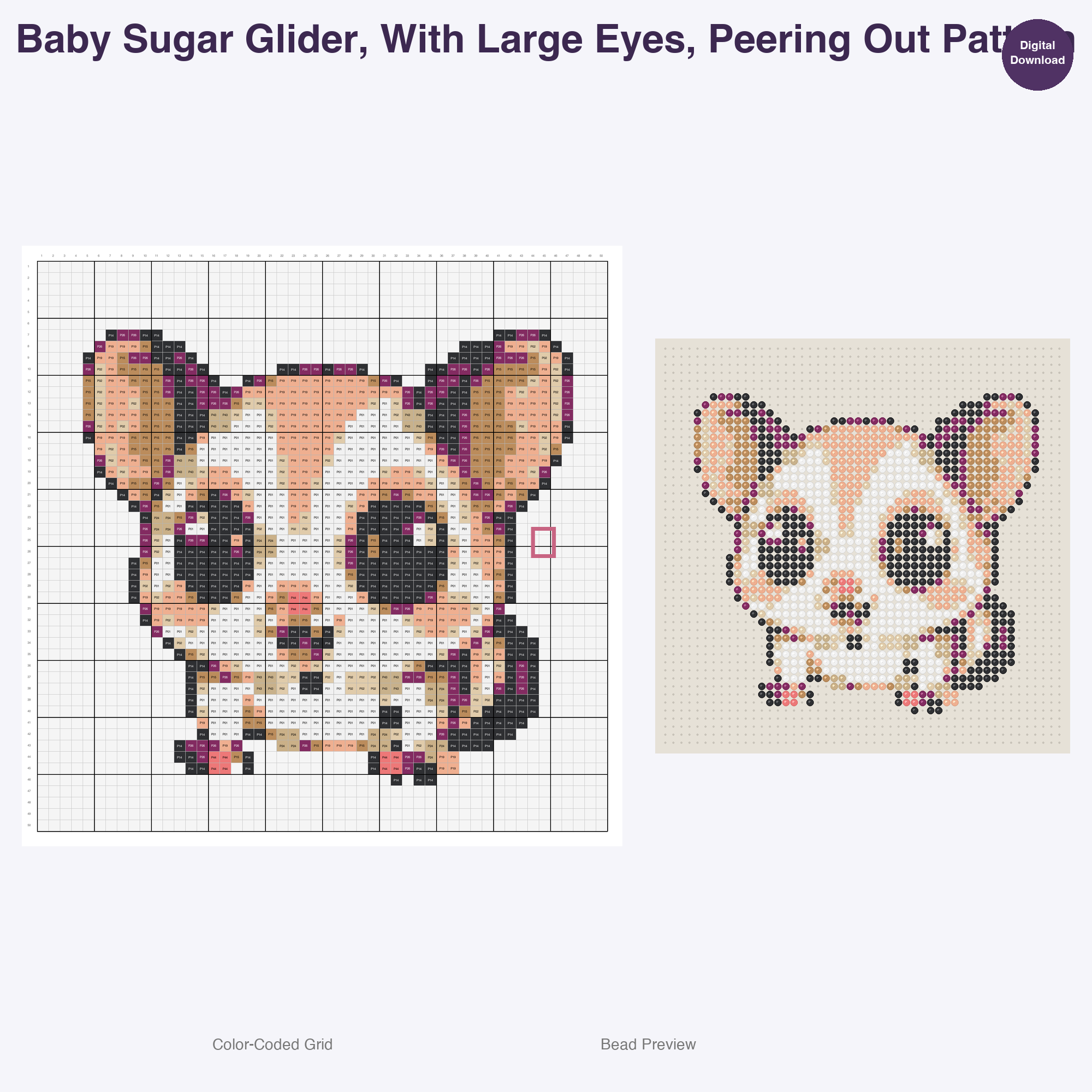 Playful Bushland Babies Perler Bead Patterns, 48 Designs x 3 Grid Sizes (29x29 + 50x50 + 128x128), Fuse Bead PDF Digital Download