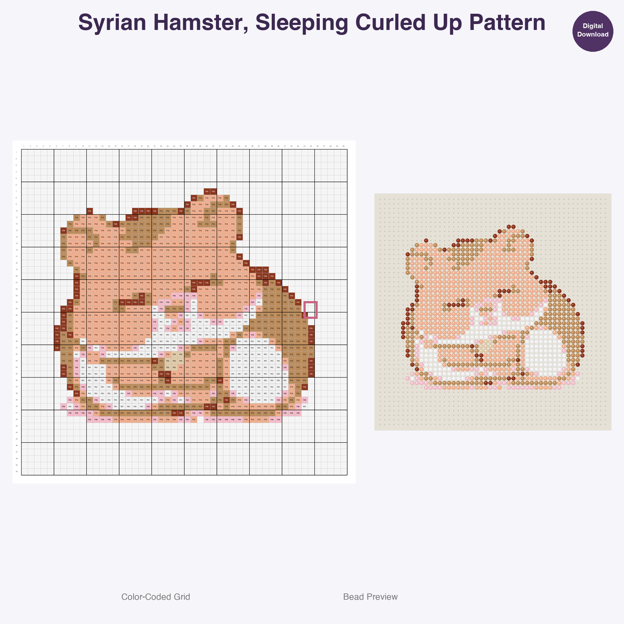 Pocket Pet Pals Perler Bead Patterns, 48 Designs x 3 Grid Sizes (29x29 + 50x50 + 128x128), Fuse Bead PDF Digital Download