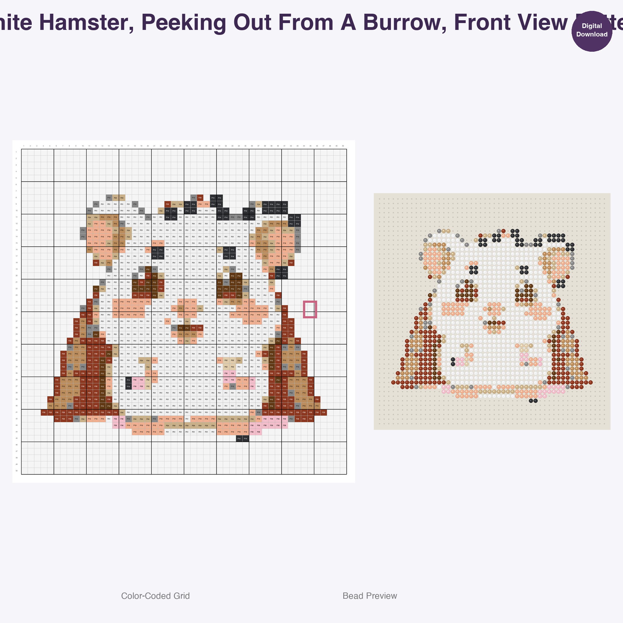 Pocket Pet Pals Perler Bead Patterns, 48 Designs x 3 Grid Sizes (29x29 + 50x50 + 128x128), Fuse Bead PDF Digital Download