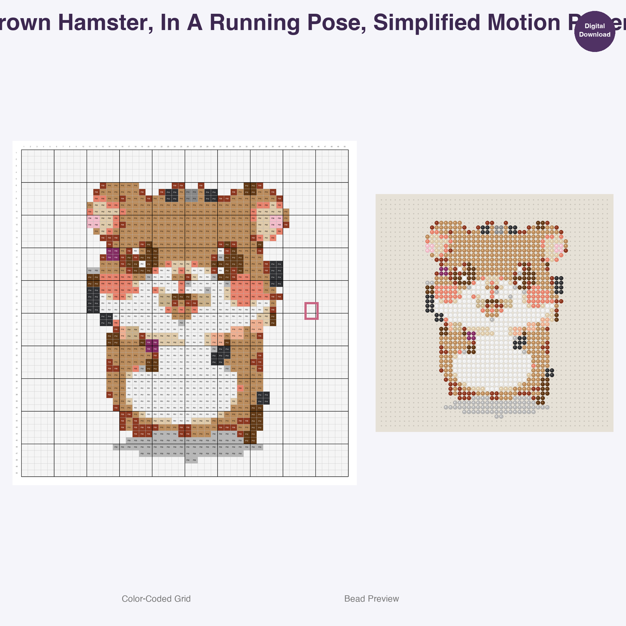Pocket Pet Pals Perler Bead Patterns, 48 Designs x 3 Grid Sizes (29x29 + 50x50 + 128x128), Fuse Bead PDF Digital Download