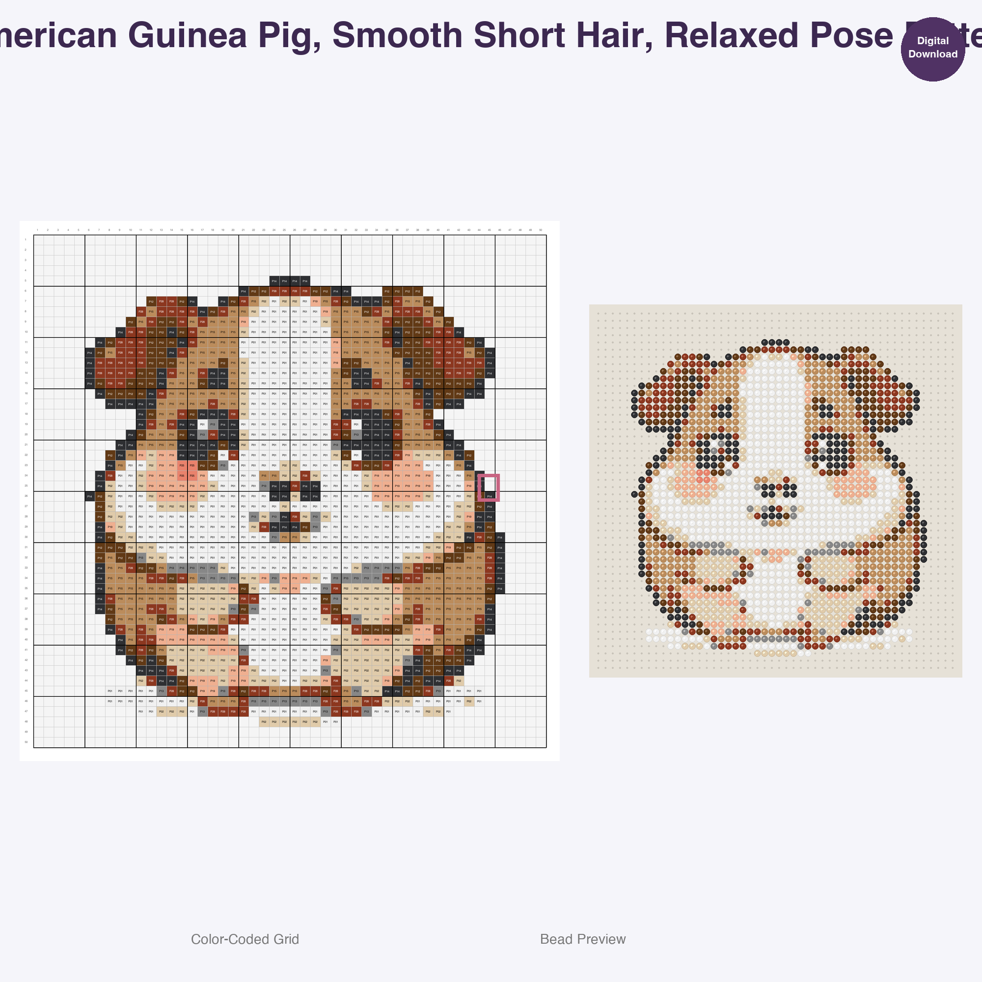 Pocket Pet Pals Perler Bead Patterns, 48 Designs x 3 Grid Sizes (29x29 + 50x50 + 128x128), Fuse Bead PDF Digital Download