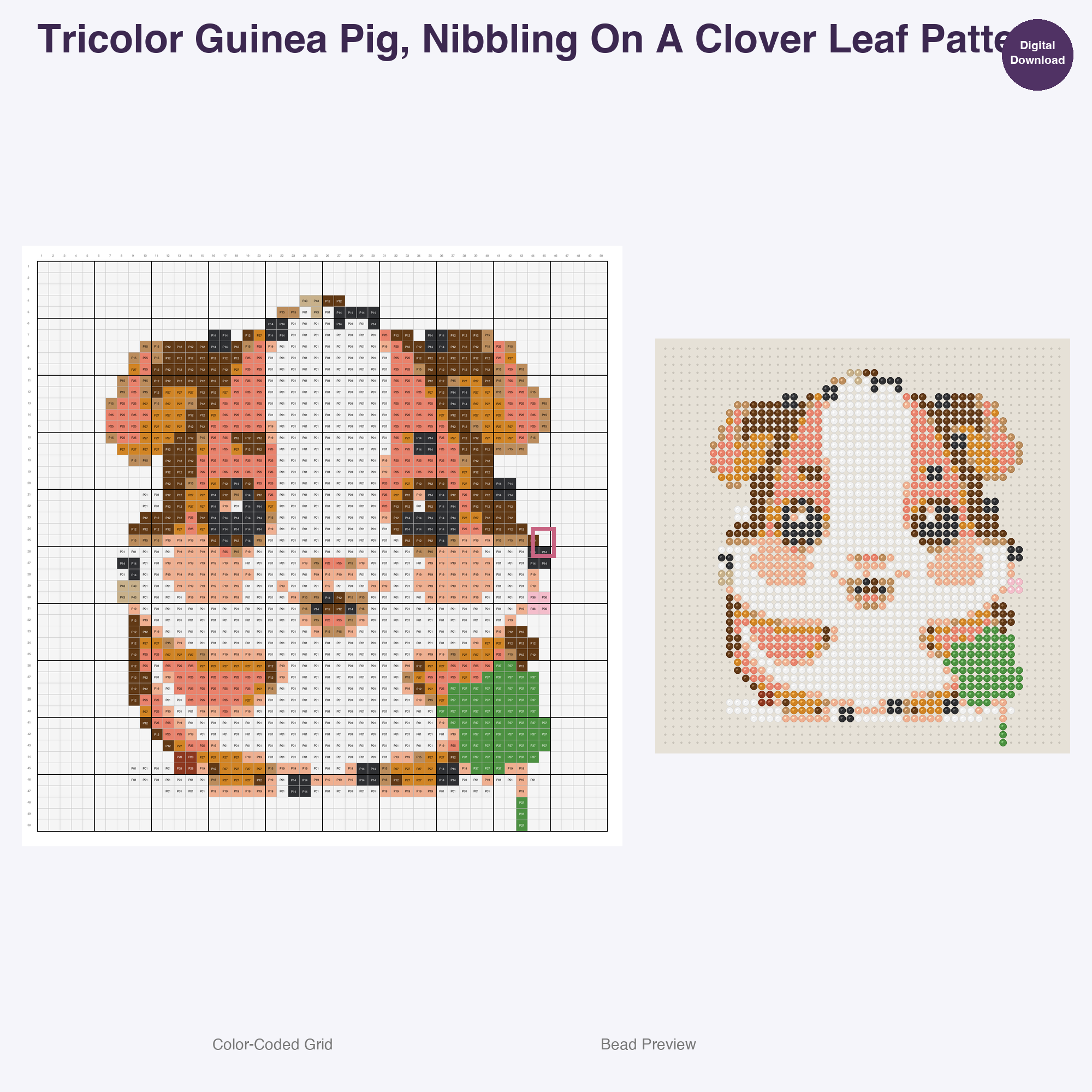 Pocket Pet Pals Perler Bead Patterns, 48 Designs x 3 Grid Sizes (29x29 + 50x50 + 128x128), Fuse Bead PDF Digital Download