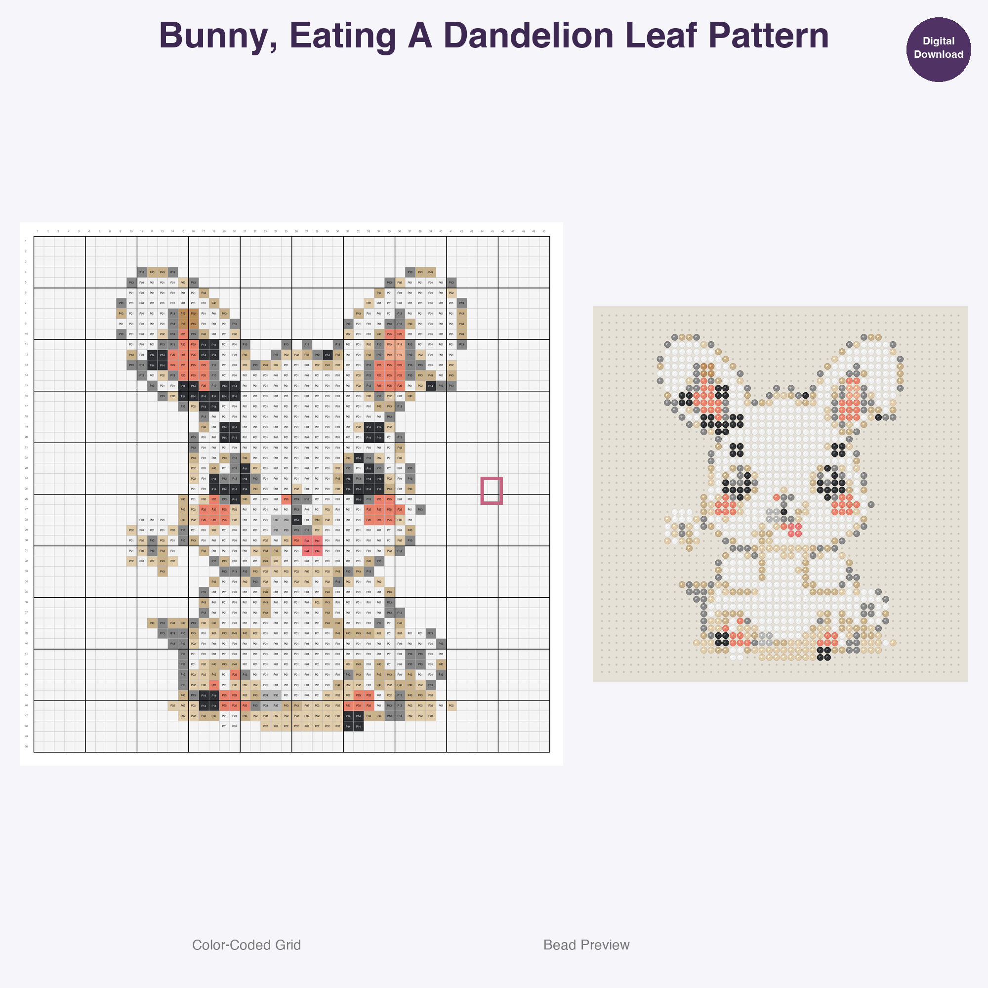 Pocket Pet Pals Perler Bead Patterns, 48 Designs x 3 Grid Sizes (29x29 + 50x50 + 128x128), Fuse Bead PDF Digital Download