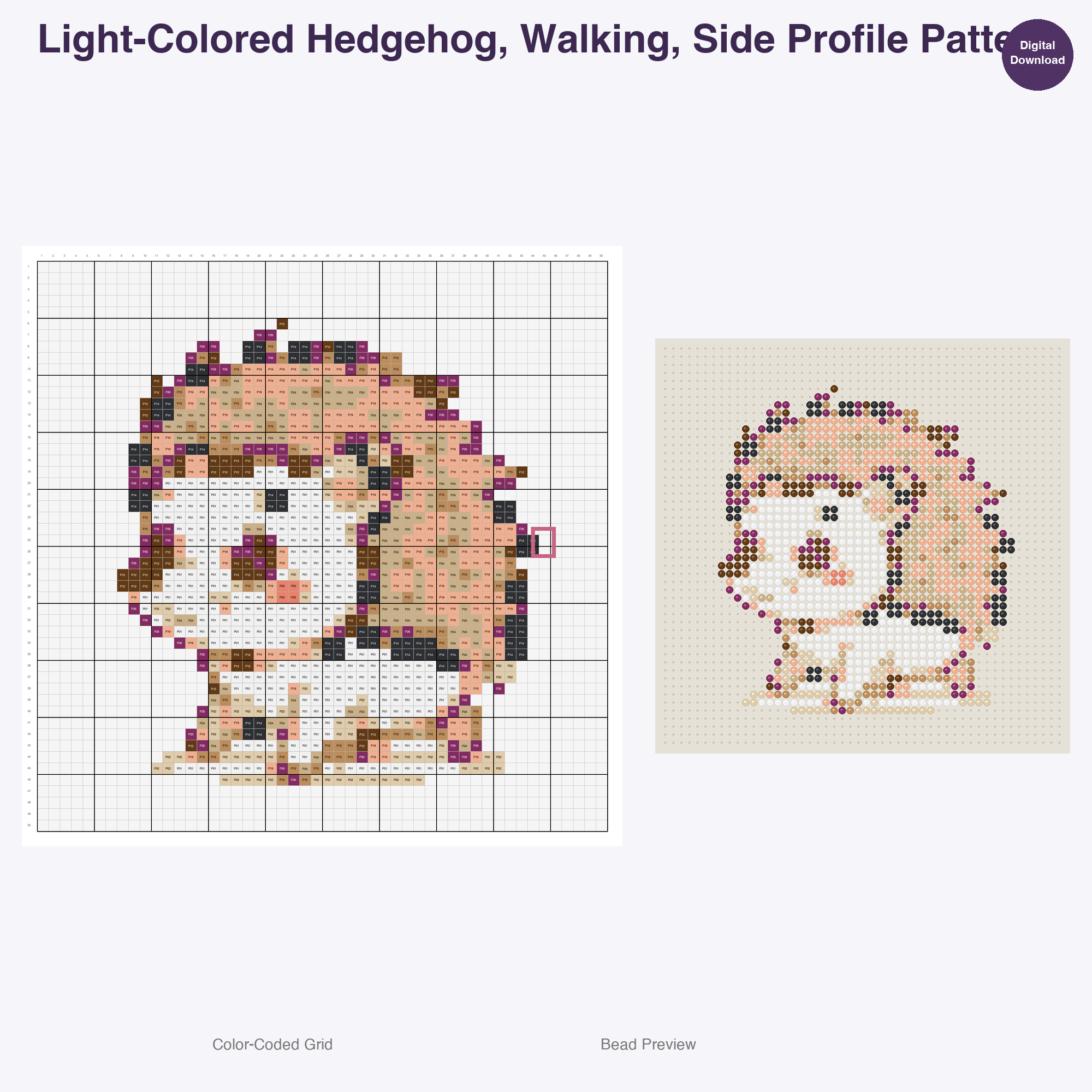 Pocket Pet Pals Perler Bead Patterns, 48 Designs x 3 Grid Sizes (29x29 + 50x50 + 128x128), Fuse Bead PDF Digital Download