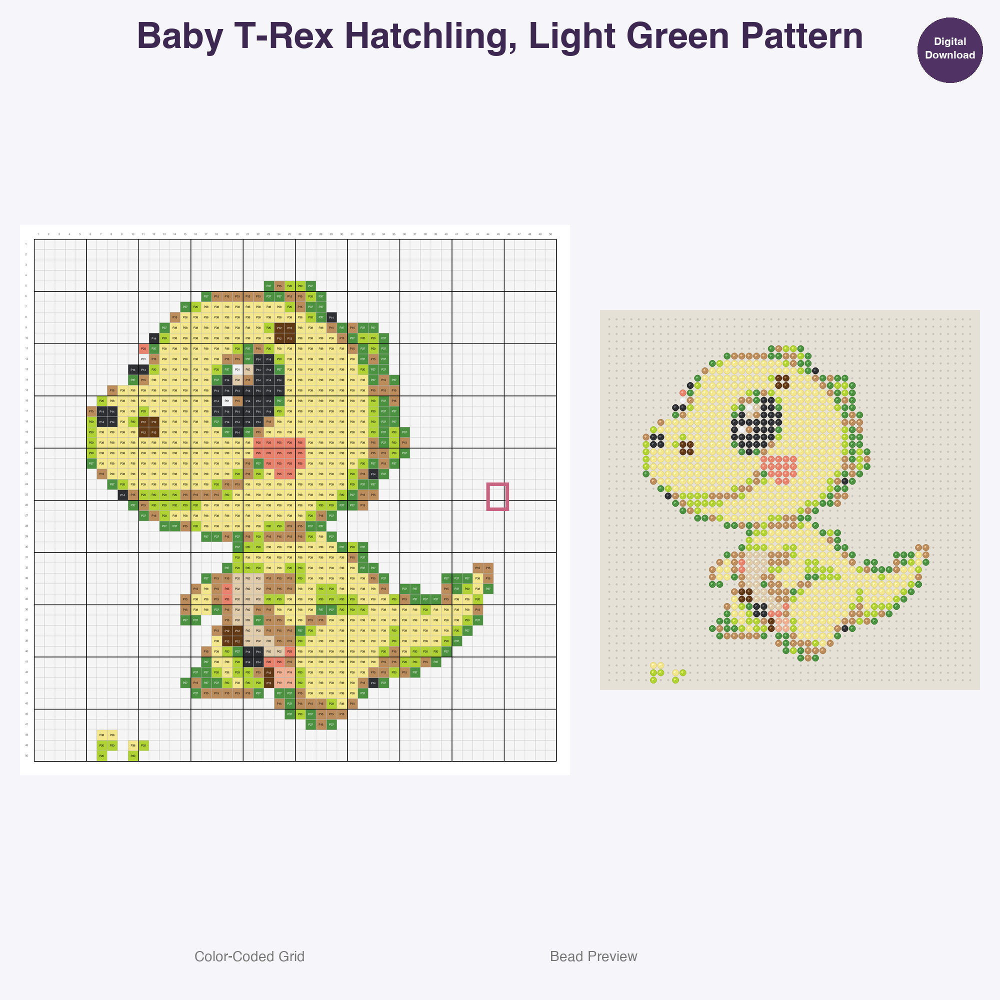Primeval Pals Perler Bead Patterns, 48 Designs x 3 Grid Sizes (29x29 + 50x50 + 128x128), Fuse Bead PDF Digital Download