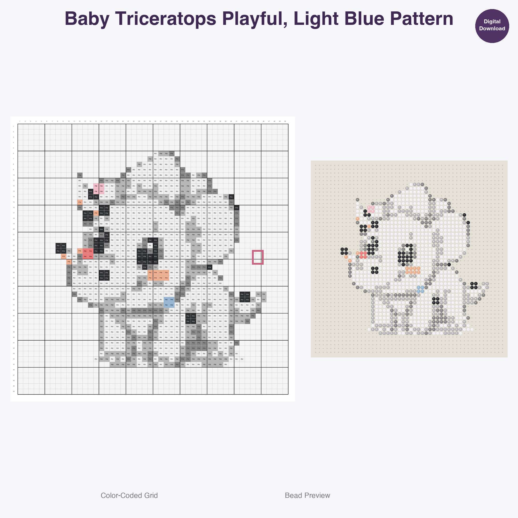 Primeval Pals Perler Bead Patterns, 48 Designs x 3 Grid Sizes (29x29 + 50x50 + 128x128), Fuse Bead PDF Digital Download