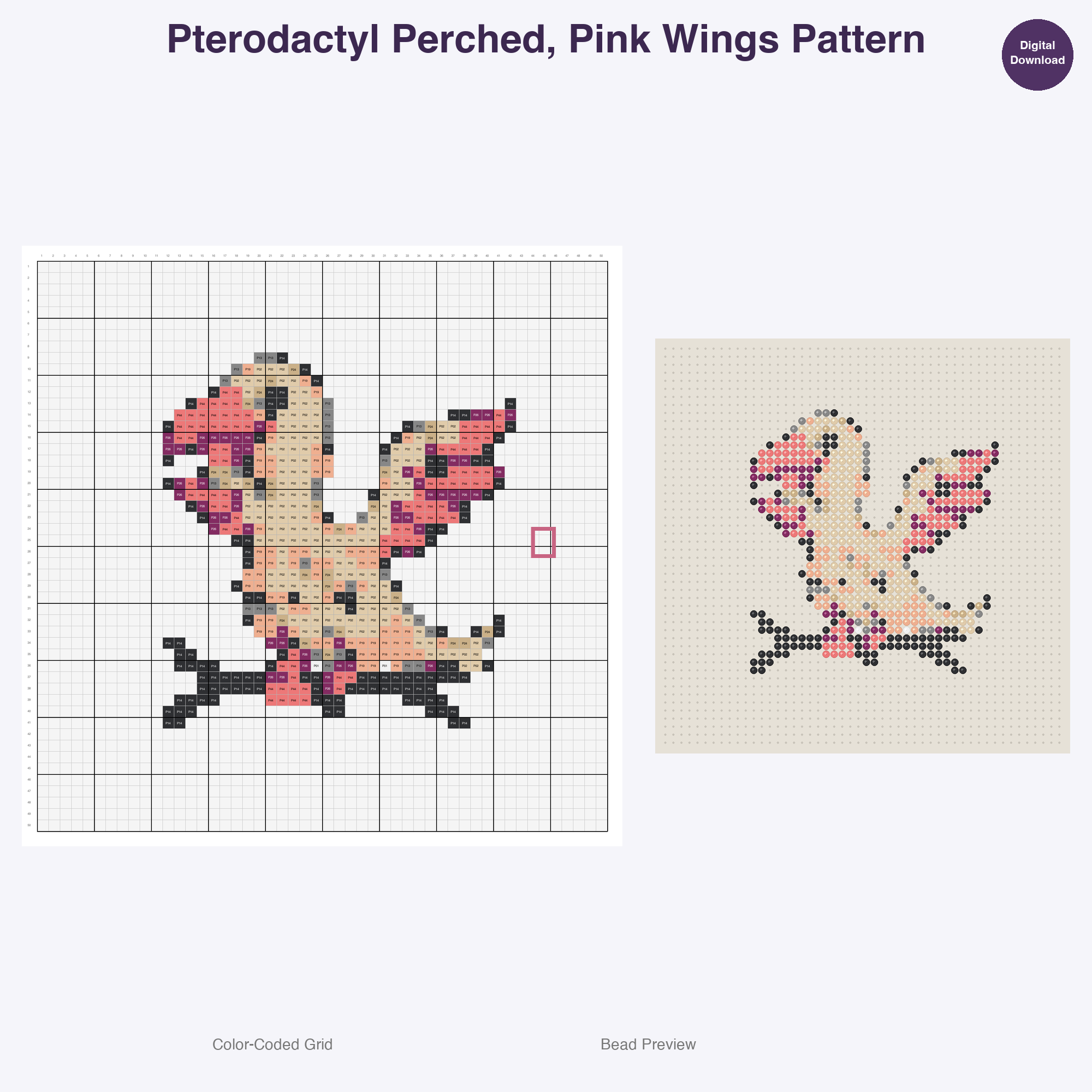 Primeval Pals Perler Bead Patterns, 48 Designs x 3 Grid Sizes (29x29 + 50x50 + 128x128), Fuse Bead PDF Digital Download