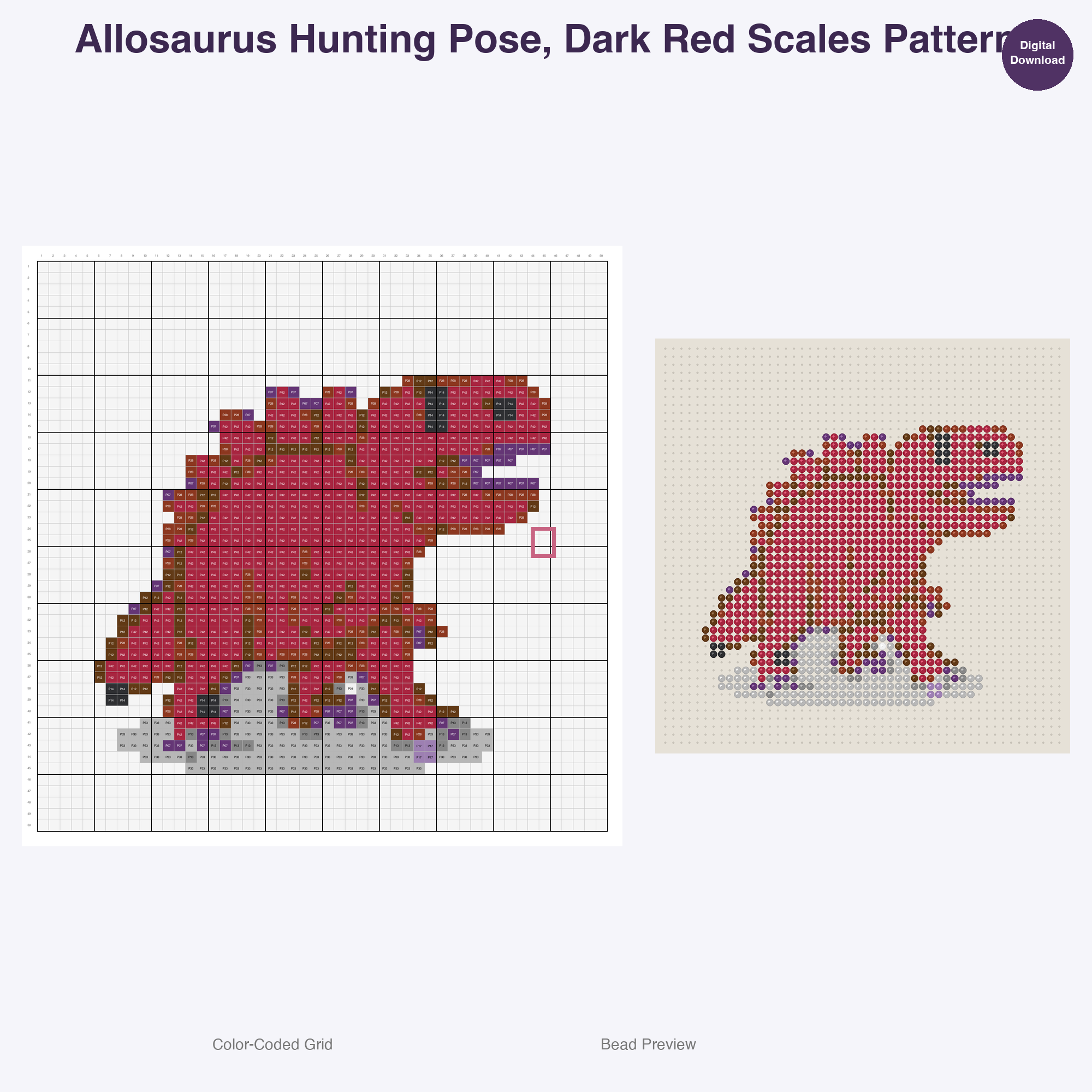 Primeval Pals Perler Bead Patterns, 48 Designs x 3 Grid Sizes (29x29 + 50x50 + 128x128), Fuse Bead PDF Digital Download