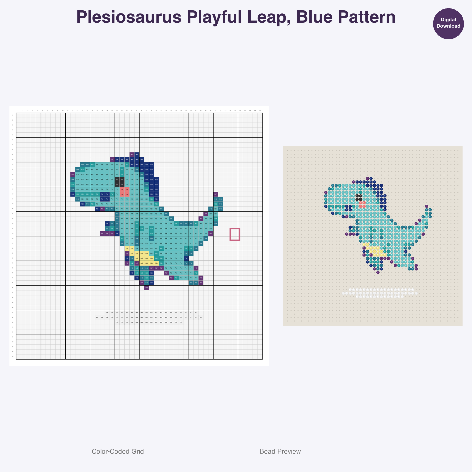 Primeval Pals Perler Bead Patterns, 48 Designs x 3 Grid Sizes (29x29 + 50x50 + 128x128), Fuse Bead PDF Digital Download