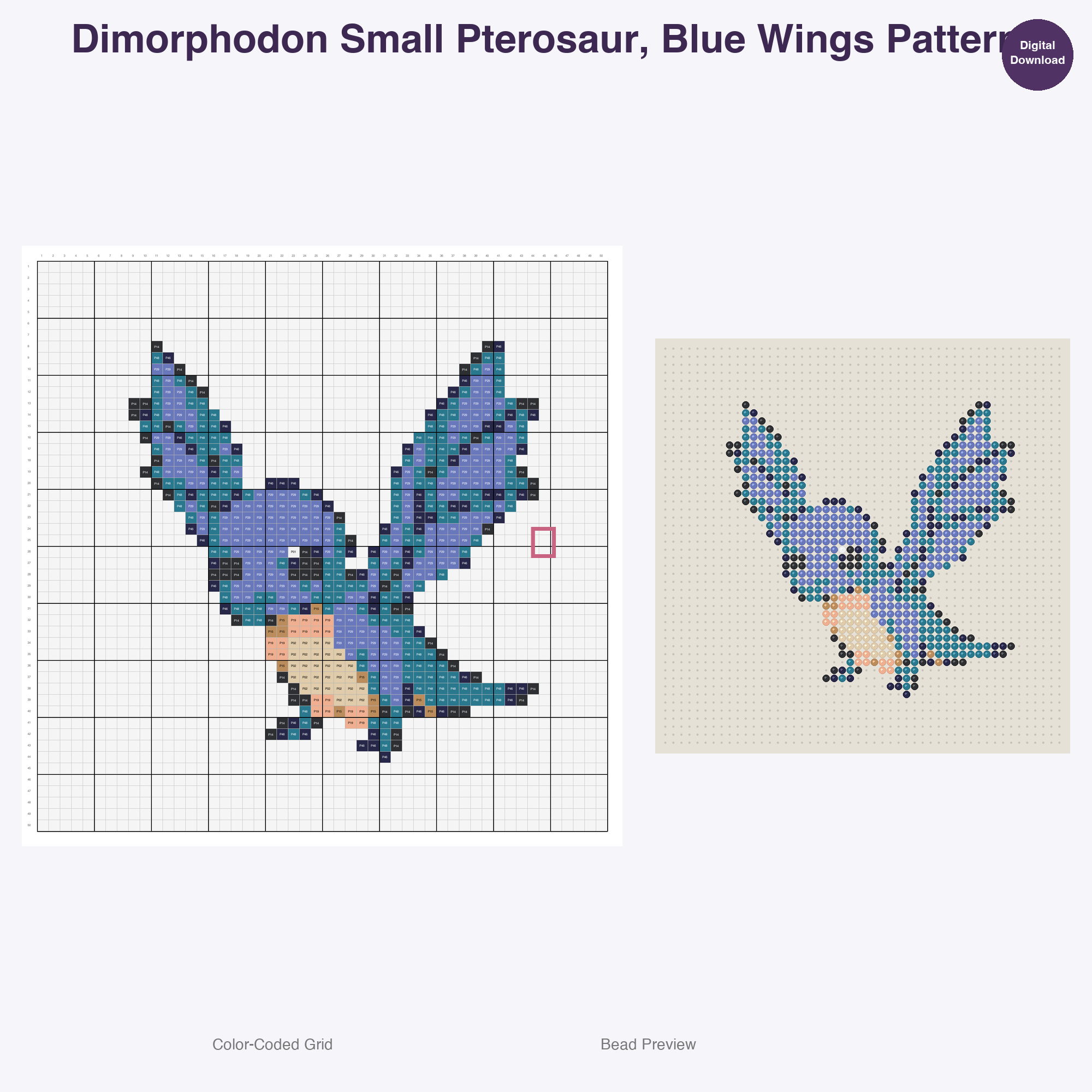 Primeval Pals Perler Bead Patterns, 48 Designs x 3 Grid Sizes (29x29 + 50x50 + 128x128), Fuse Bead PDF Digital Download