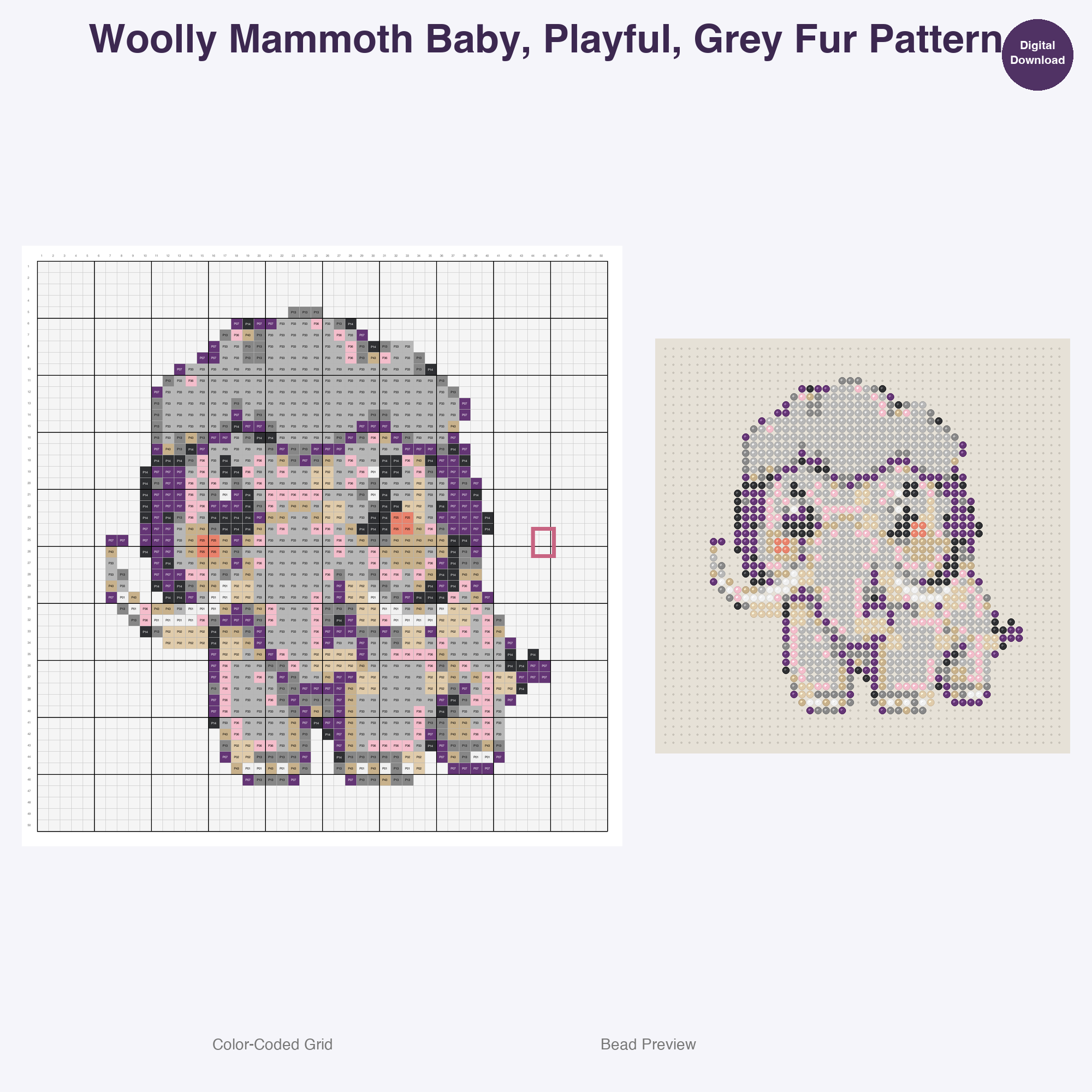 Primeval Pals Perler Bead Patterns, 48 Designs x 3 Grid Sizes (29x29 + 50x50 + 128x128), Fuse Bead PDF Digital Download