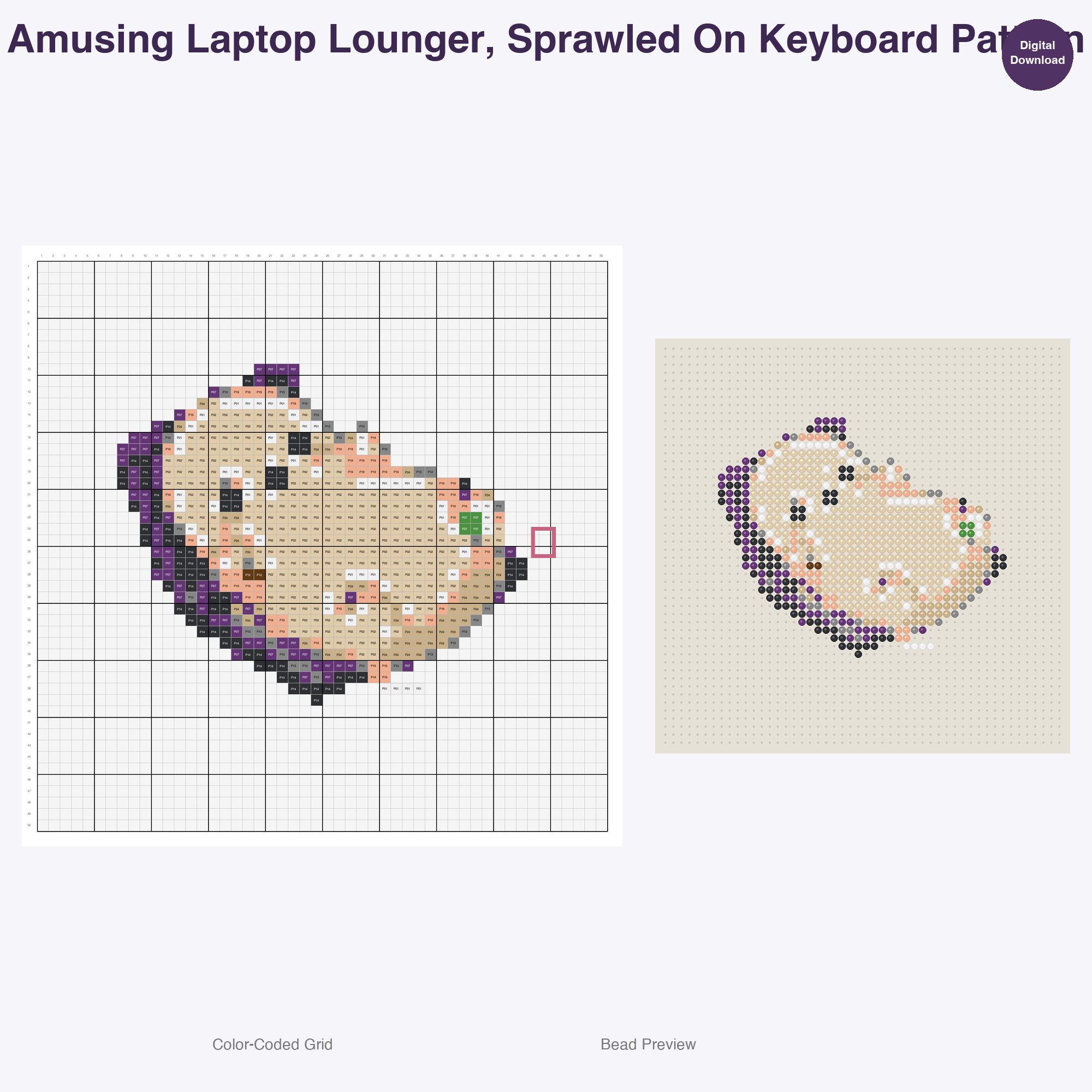 Purrfectly Posed Feline Fun Perler Bead Patterns, 48 Designs x 3 Grid Sizes (29x29 + 50x50 + 128x128), Fuse Bead PDF Digital Download