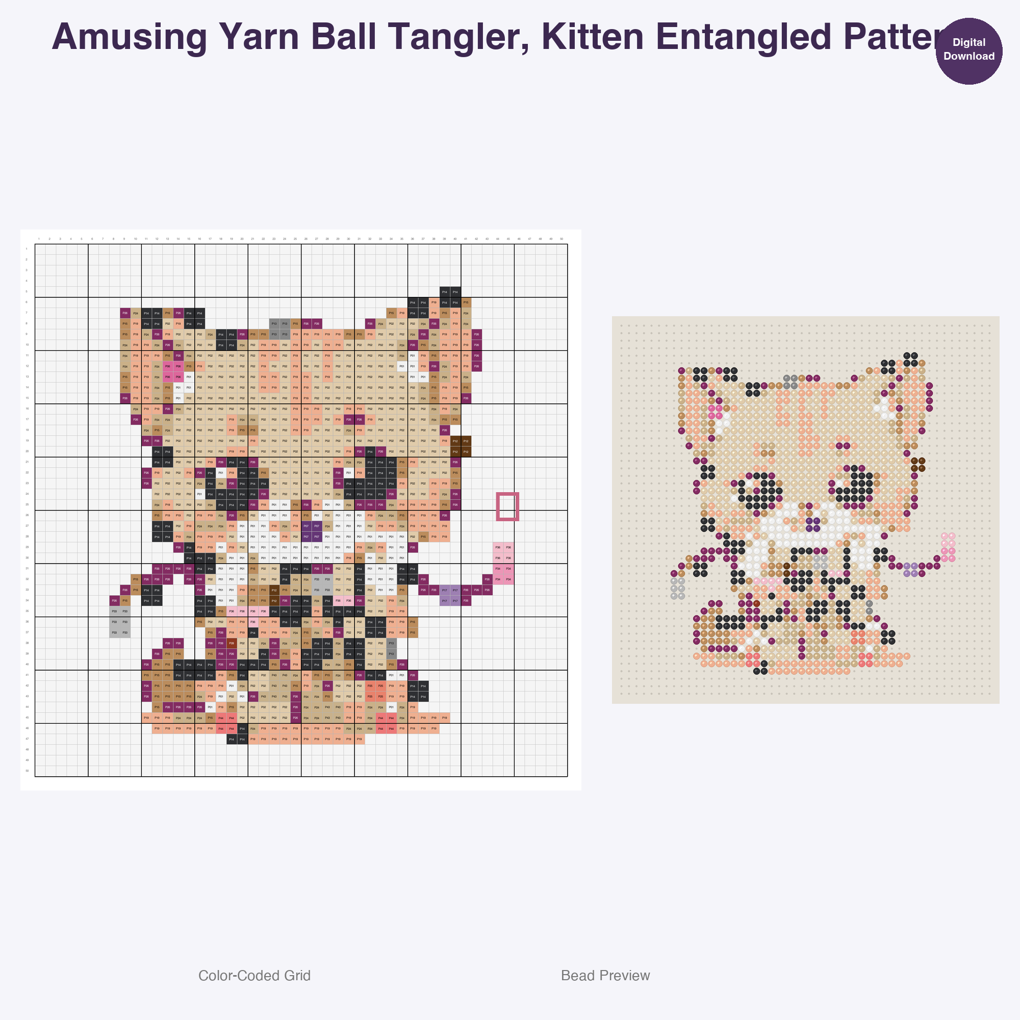 Purrfectly Posed Feline Fun Perler Bead Patterns, 48 Designs x 3 Grid Sizes (29x29 + 50x50 + 128x128), Fuse Bead PDF Digital Download