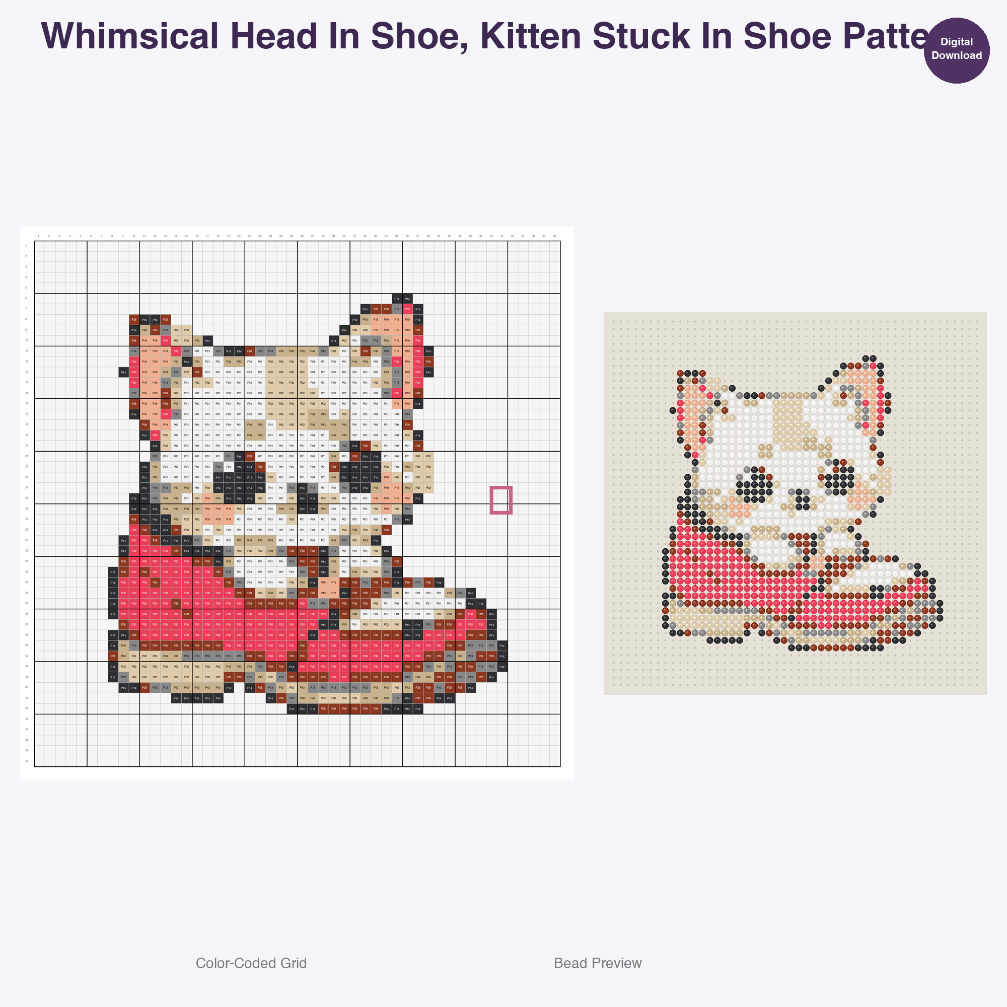 Purrfectly Posed Feline Fun Perler Bead Patterns, 48 Designs x 3 Grid Sizes (29x29 + 50x50 + 128x128), Fuse Bead PDF Digital Download