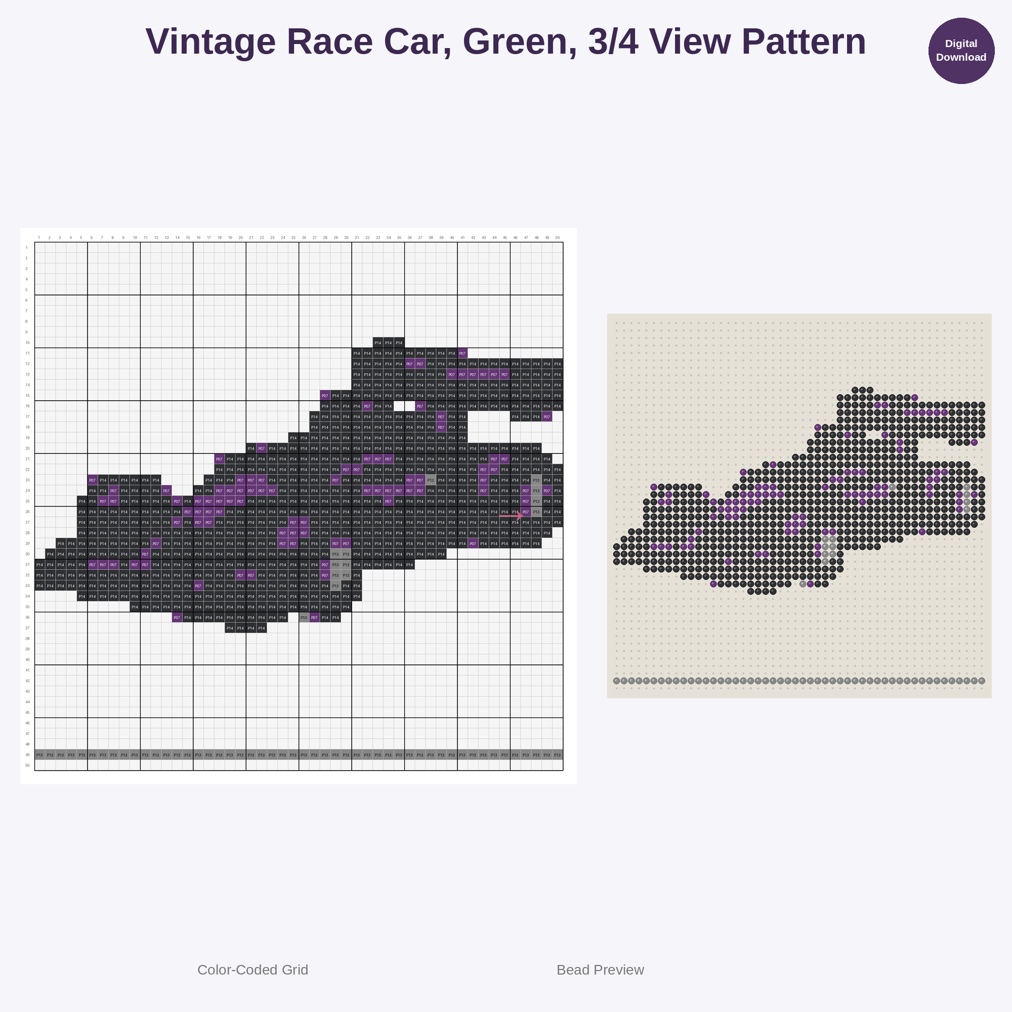 High Octane Race Cars Perler Bead Patterns Bundle, 48 Designs (PDF Digital Download)
